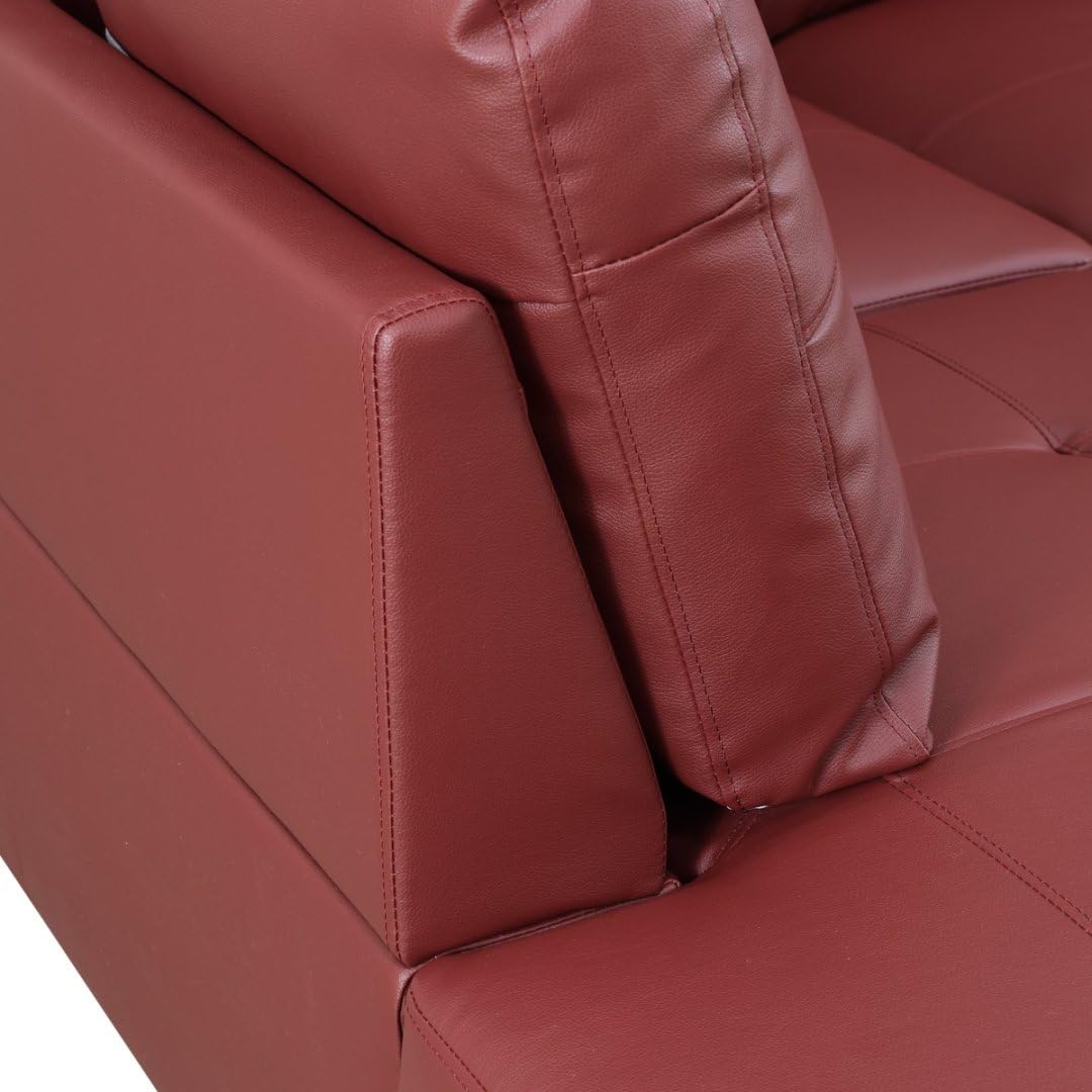 NicBex Leather 103.5" L Shaped Couch Sectional Couches for Living Room, 2-Piece Modular Sofa with Movable Chaise & Deep Seat for Apartment, Bedroom, Office, Red