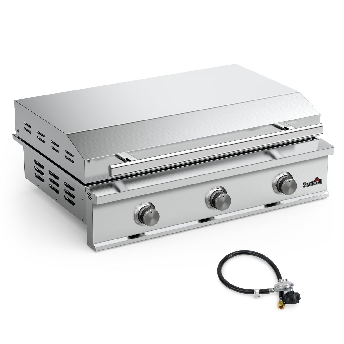 Stanbroil 36-Inch Built-In Liquid Propane Griddle, Premium 304 Stainless Steel 3 Burner Flat Top Grill for Outdoor Kitchen BBQ Island