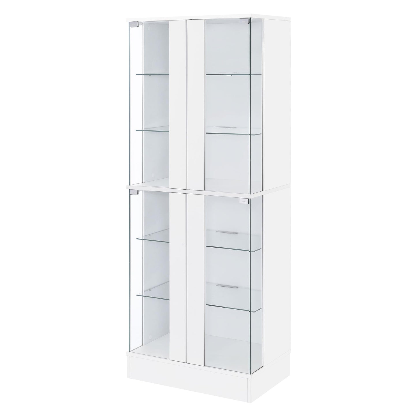 Coaster Home Furnishings - Cabra - 4-Door LED Curio Cabinet with Engineered Wood and Tempered Glass Shelves - Living Room - White High Gloss - 950397