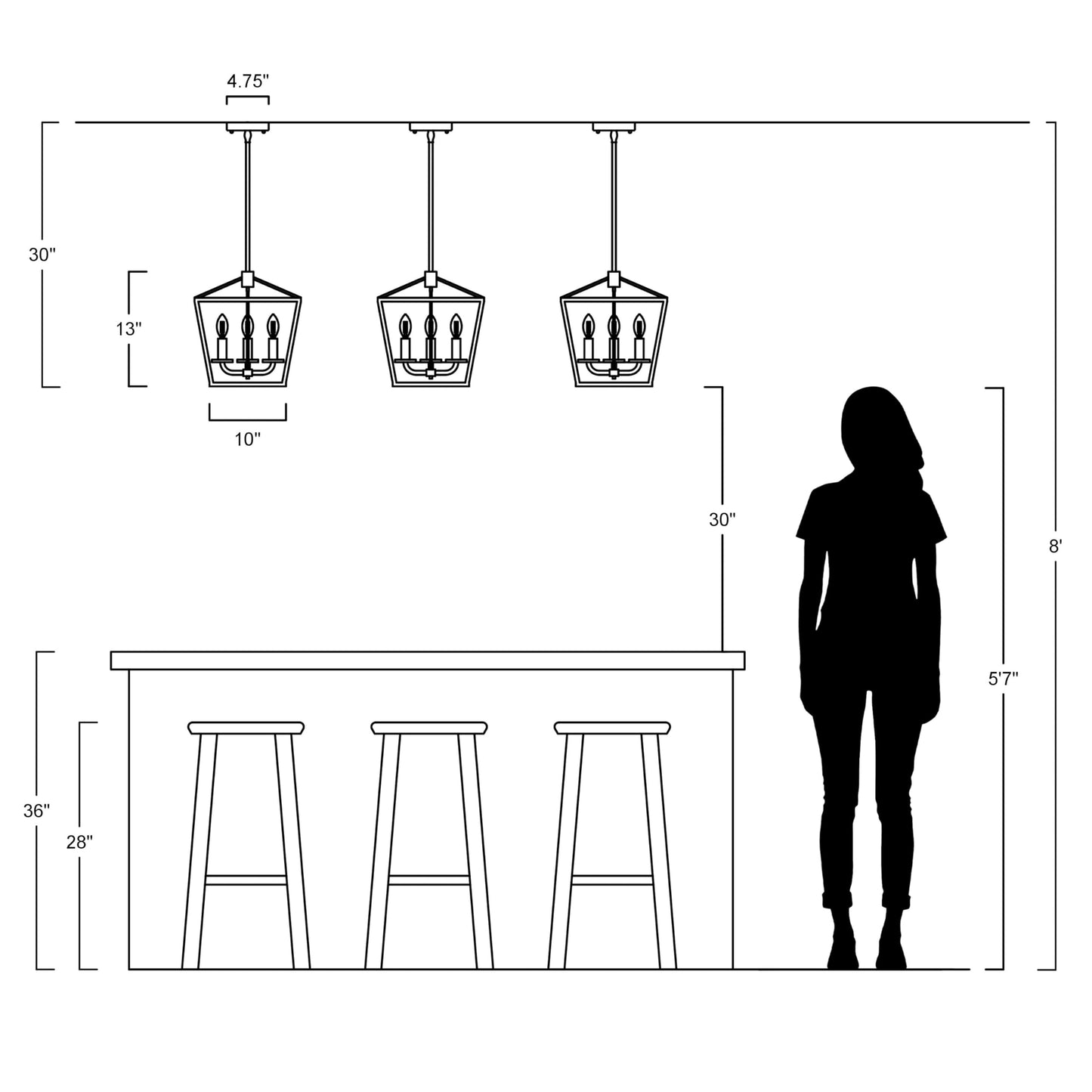 JONATHAN Y 10in 3-Light Industrial Lantern Pendant, Metal, Faux Wood-Oil Rubbed Bronze, Model JYL1321A