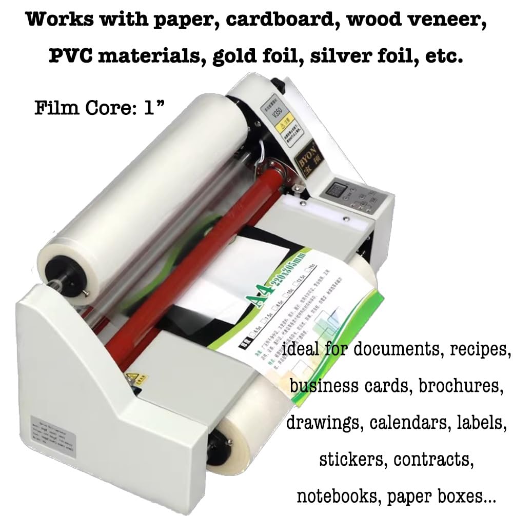 350mm Laminator Machine, Cold Hot Roller Laminating Machine, Single- & Double-Sided Thermal Laminator for Paper Card Wood Veneer PVC Foil, Digital Display, Safety Protection (V350)