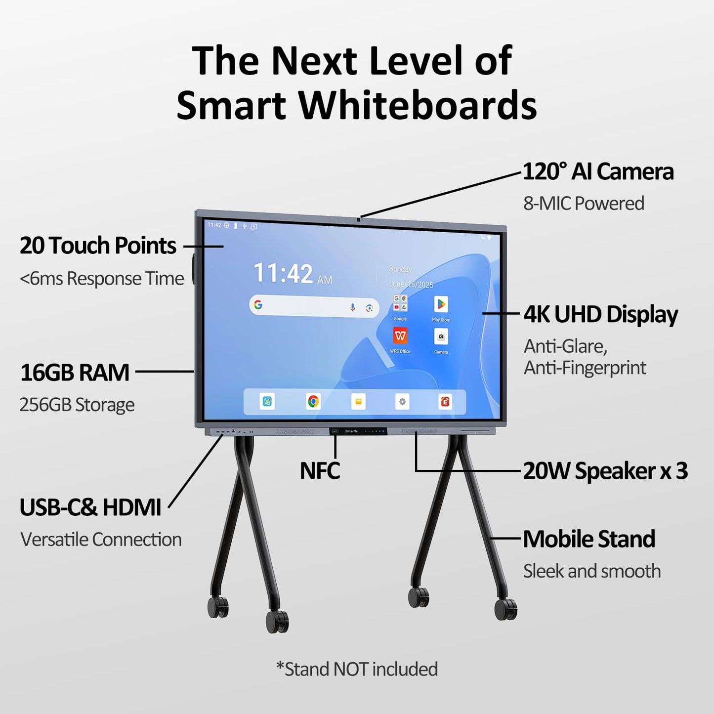 Shiarffe R9 Smart Board 86 Inch 4K Interactive Whiteboard