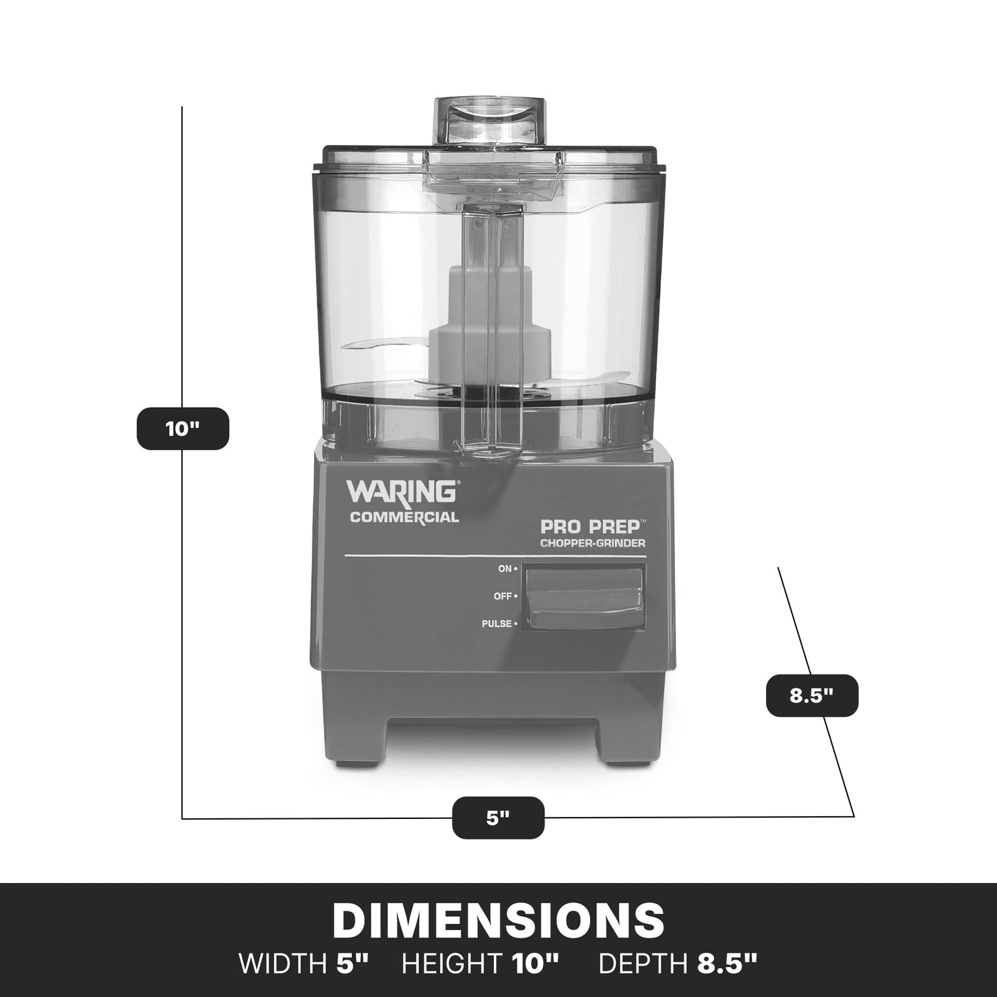 Waring Commercial Pro Prep Chopper Grinder, 3/4 Horsepower High-Speed Motor, 3/4 Quart Capacity, Dual Bowl for Chopping and Grinding, Grind Spices and Hard Foods, Parmesan and Chocolate, WCG75