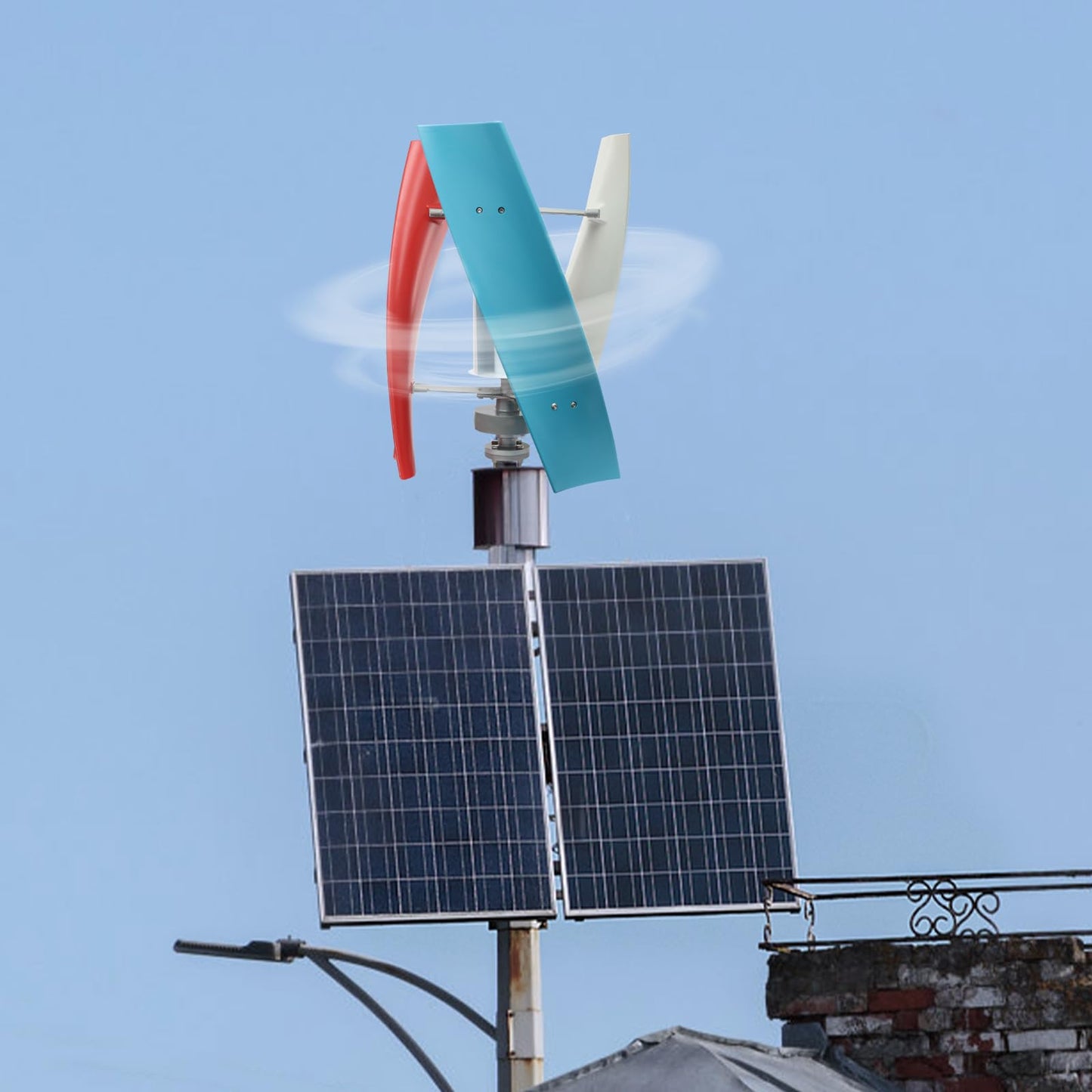 BANEBONE Vertical Wind Turbine 100W, 4-Blade Wind Generator Kit with Auxiliary Wind Wheel & MPPT Controller, 30dB Low Noise, IP67 Waterproof, 12V/24V for Home, Boat, RV & Off-Grid Power (12.0, Volts)