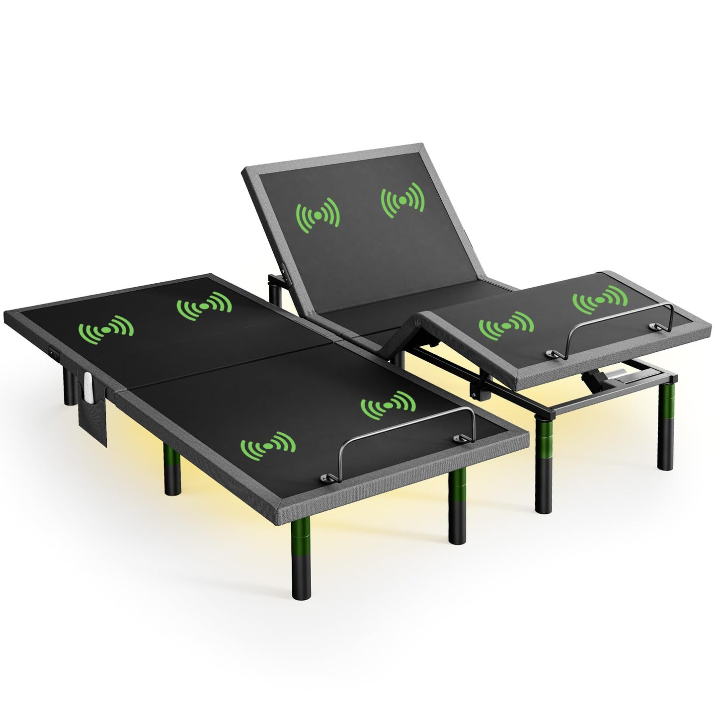 Marsail MS01-2 Split King Adjustable Bed Base with Massage-APP Connects Adjustable Bed Frame with 4 Height Options, 3 Minutes Fast Assembly, Wireless Control Adjustable Bed with Under-Bed Nightlight
