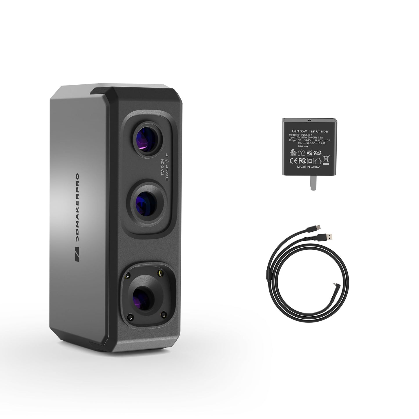 3DMakerpro 3D Scanner Seal Lite, Small-Format 3D Scanners for Printing, Blue Led Light Source, Up to 0.02mm Accuracy, Mono Texture Scanning