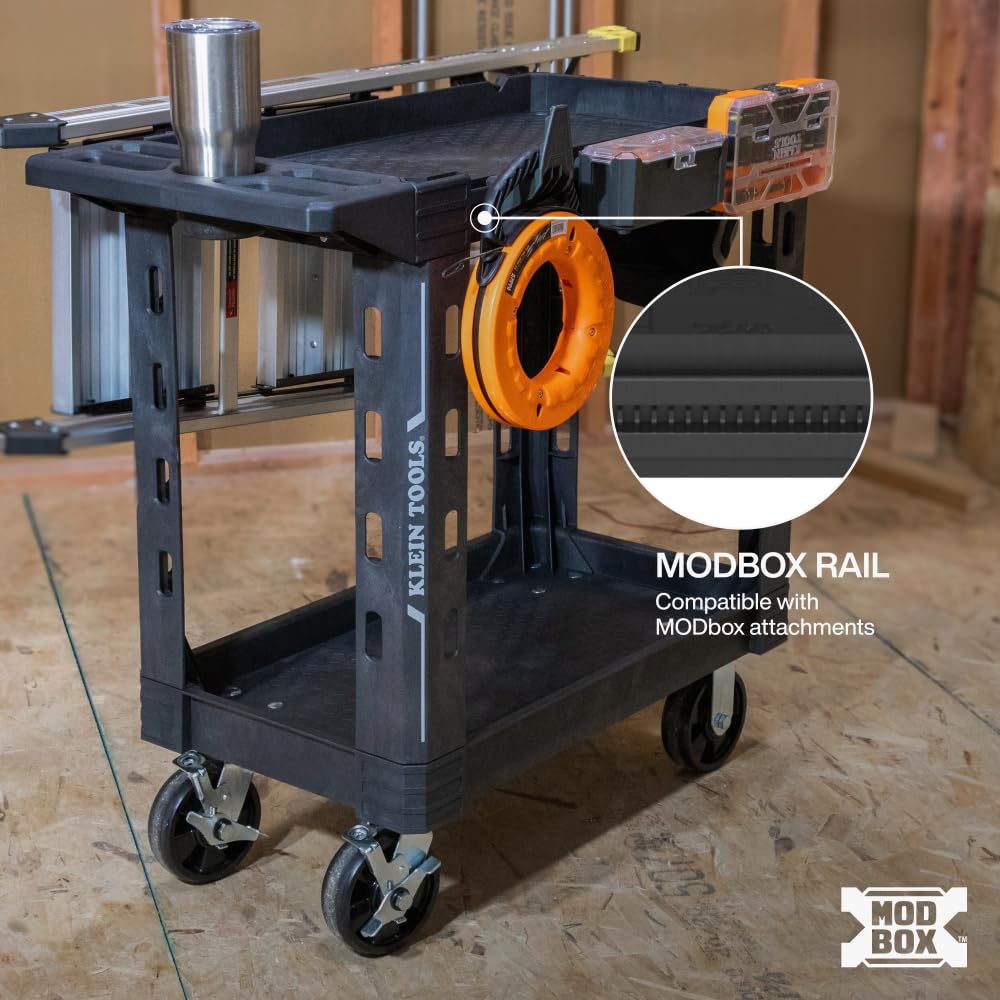 KLEIN TOOLS 54834MB MODBox Service Utility Cart, 18-Inch Width, 6-Inch Wheels, Rolling Storage Cart, Heavy Duty 500lb Capacity for Office, Jobsite or Warehouse