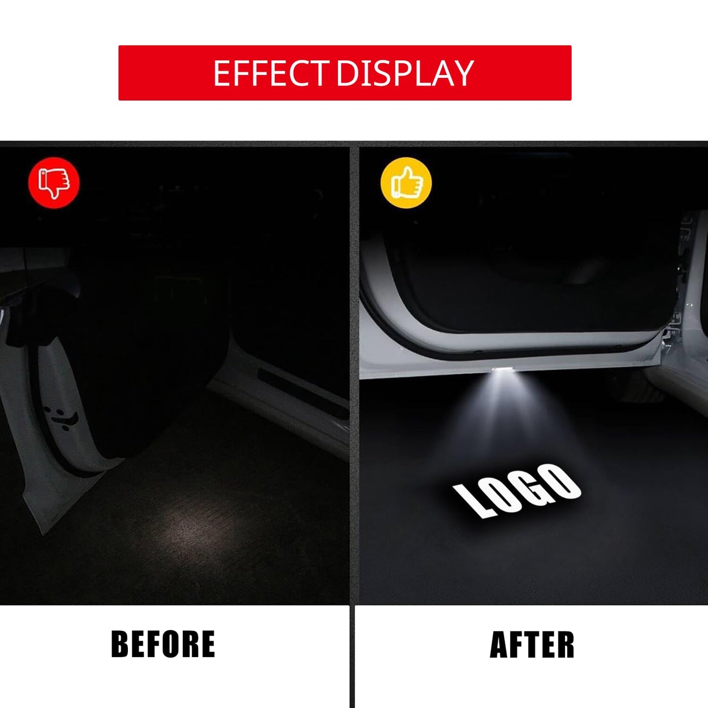 Generic Car Door Lights Logo Projector, Dual Plug Puddle Light, HD No Fade, Model KDCDL, White, 2 Pack