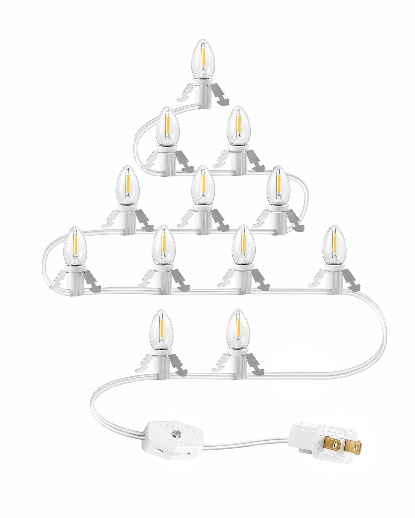 GOEBLESON Christmas Village Lights, 21Ft String Lights with 12 Warm White C7 LED Bulbs, Model W02VL05