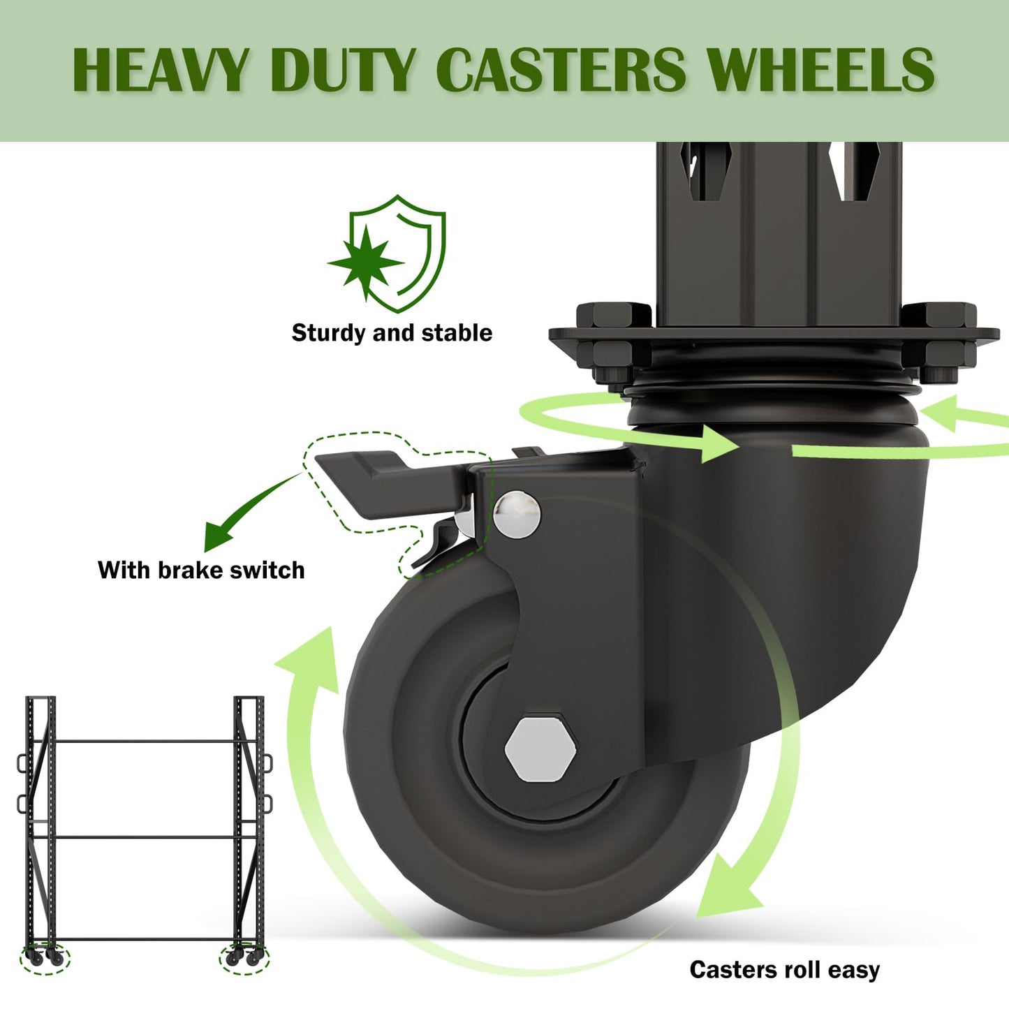 ZUIWAN Large 83" H 3-Tier Rolling Tire Rack for Garage - Heavy Duty 2200LBS Capacity Adjustable Metal Tire Storage Rack with 4 Self-Locking Casters