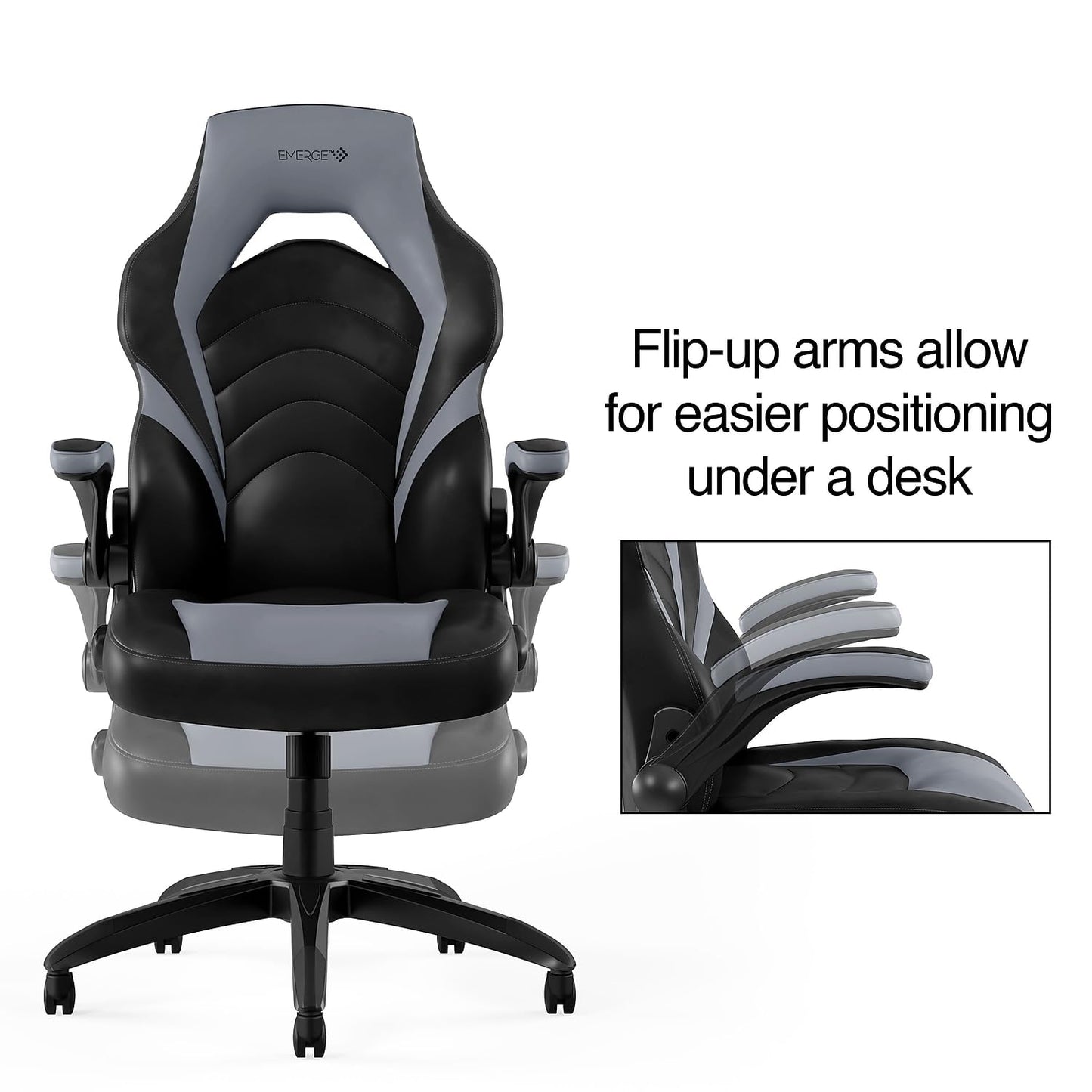 STAPLES Emerge Vortex Gaming Chair, Ergonomic, Adjustable Height, Swivel, Black