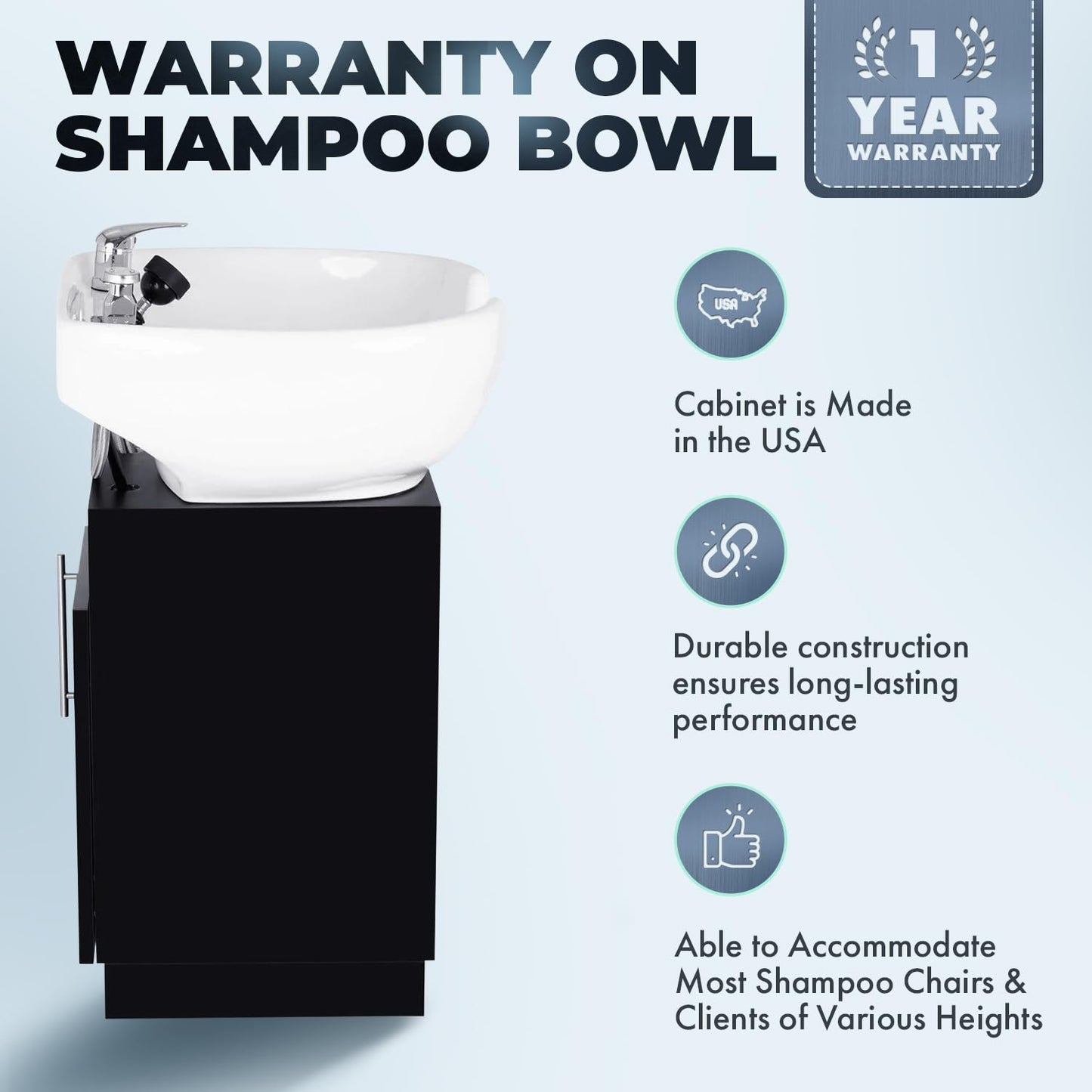 Buy-Rite Bali Head Spa Pedestal Shampoo Unit for Salons & Barbershops, Large White Porcelain Bowl, Padded Headrest, Vacuum Breaker, Back or Side Wash, 21"D x 25"W x 34"H, BR-BALIHEADSPAPEDESTAL