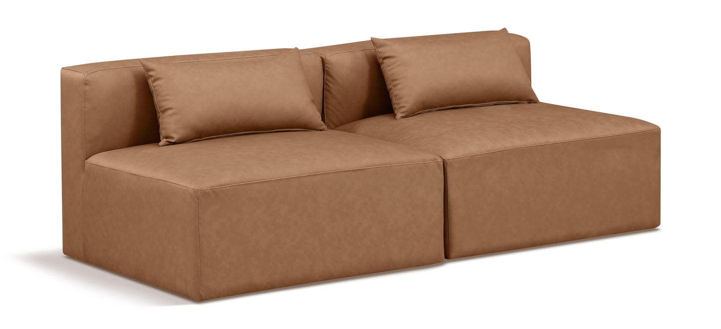 Meridian Furniture 668Brown-S72A Cube Collection Modern | Contemporary Modular Sofa with Soft Brown Vegan Leather, Modular to Create Infinite Configurations, 72" W x 36" D x 26" H, Brown
