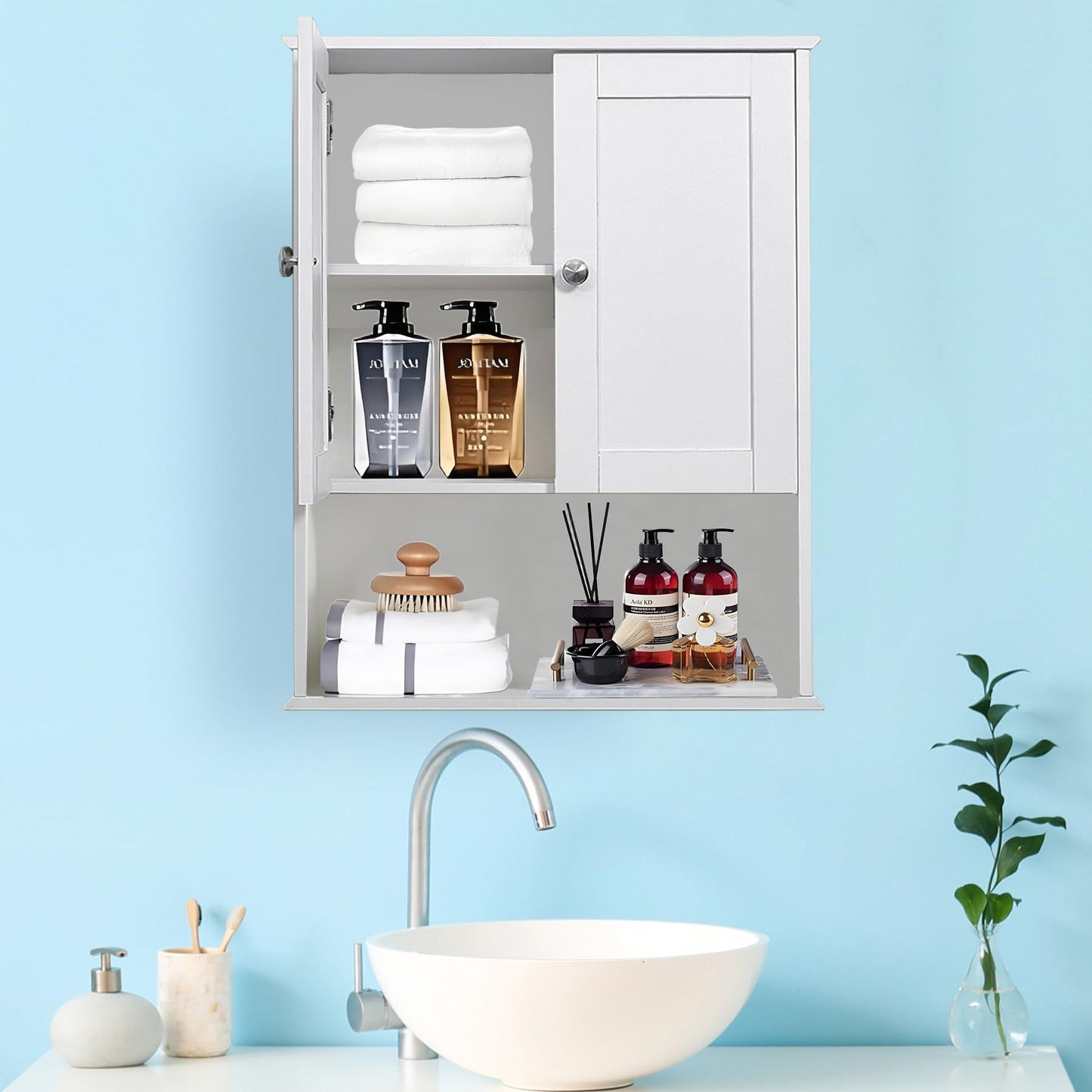 BYAOLVCY Bathroom Cabinet Wall Mounted Over Toilet Storage Cabinet, 24x30 Inch Wooden White Bathroom Wall Cabinet Above Toilet Storage Medicine Cabinets for Kitchen Laundry Bedroom