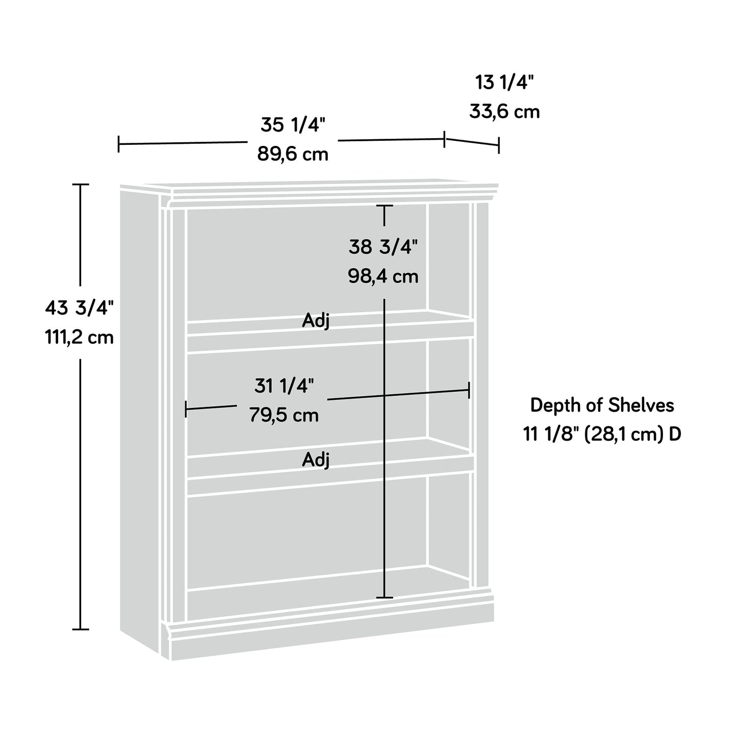 Sauder Miscellaneous Storage 3-Shelf Bookcase/ Book shelf, Salt Oak finish