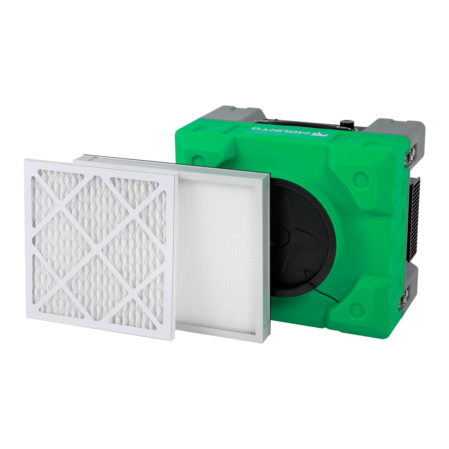 MOUNTO 550cfm Hepa Air Scrubber Industrial Air Cleaner- 550cfm Portable Air Purifier w/Variable Speed, Dual Outlet for Fire/Water Damage Restoration, Construction & Painting, Janitorial (Green)