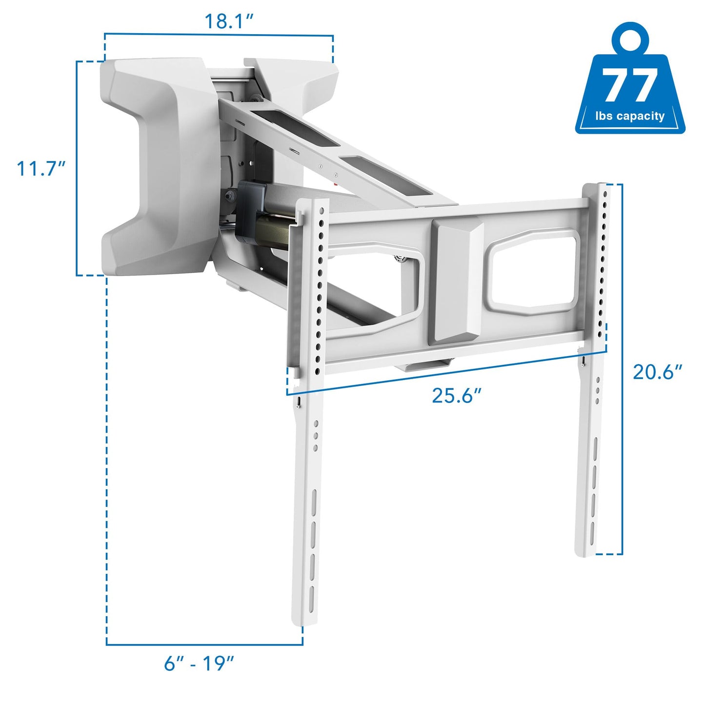 MOUNT-IT! Motorized Fireplace TV Wall Mount | Remote Control Electric Pull Down Mantel Mounting Bracket, Up to 77 Lbs Weight Capacity, Height Adjustable, Swivel, VESA 600x400 Compatible, White