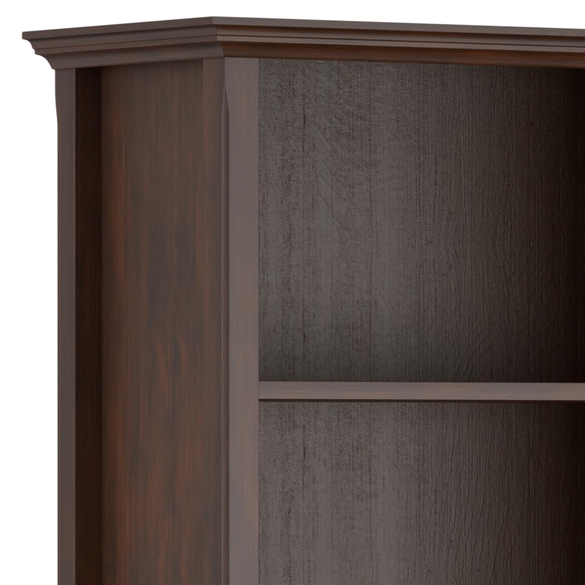 SIMPLIHOME Amherst Bookcase - 70 inch Tall 5-Shelf Solid Wood Bookshelf in Russet Brown, Transitional Storage for Living Room, Study Room or Office with Adjustable Shelves and Tapered Legs