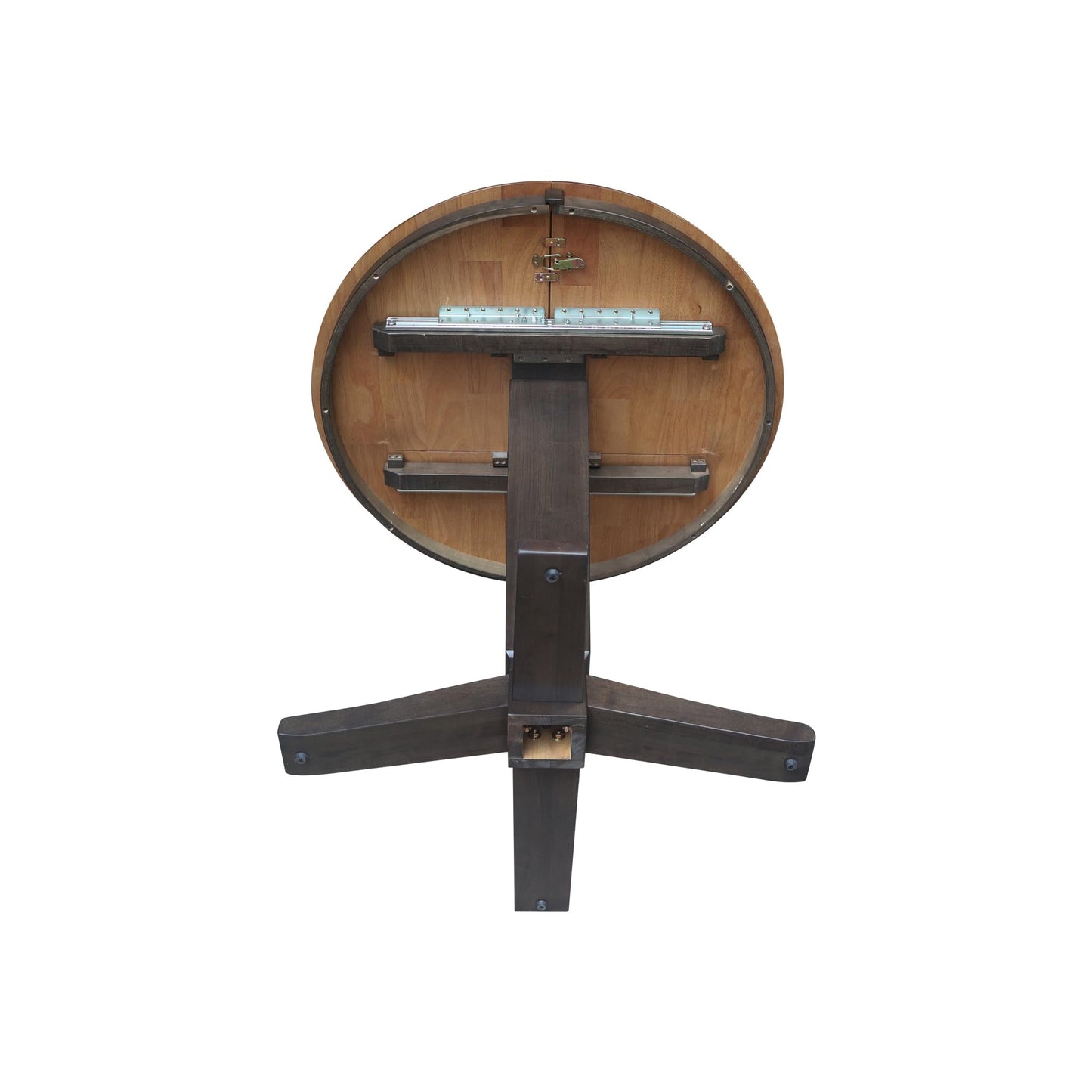 IC INTERNATIONAL CONCEPTS 36" Solid Wood Round Top Pedestal Dining Table with 12" Leaf - 36.1" H