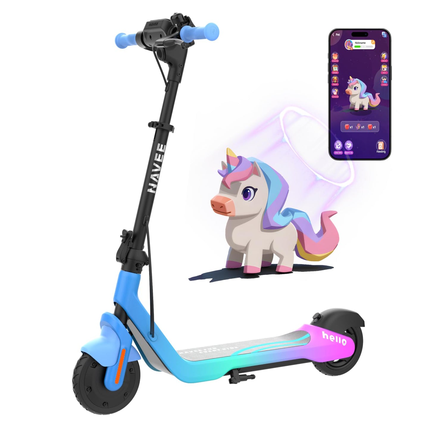 NAVEE K100 Max Electric Scooter for Kids - Parental APP Speed Control & 3-Level Adjustable Height for Ages 6-14, UL2272 Certified, 260W Motor & 10 mph, Perfect for Neighborhood Fun