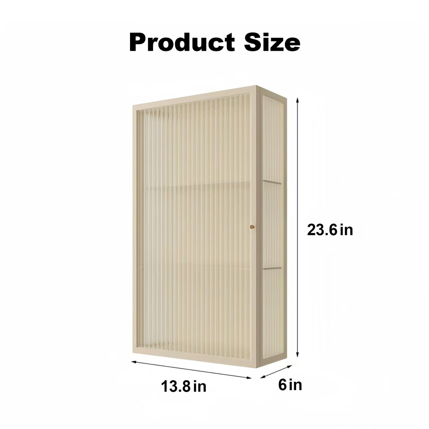 Kferfft Bathroom Wall Cabinet 14 Inch Over The Toilet Metal Storage Cabinet with Glass Door, Wall Mounted Medicine Cabinet for Bathroom Laundry Room Bedroom (Beige, 23.6x13.8x6IN)