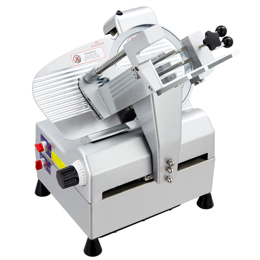 10 Inch Electric Meat Slicer, 670W Dual Power Fully Automatic Food Slicer, Stainless Steel Blade, 0-16mm Adjustable Thickness Electric Meat Cutter, Portable Kitchen Slicer for Home Commercial Use