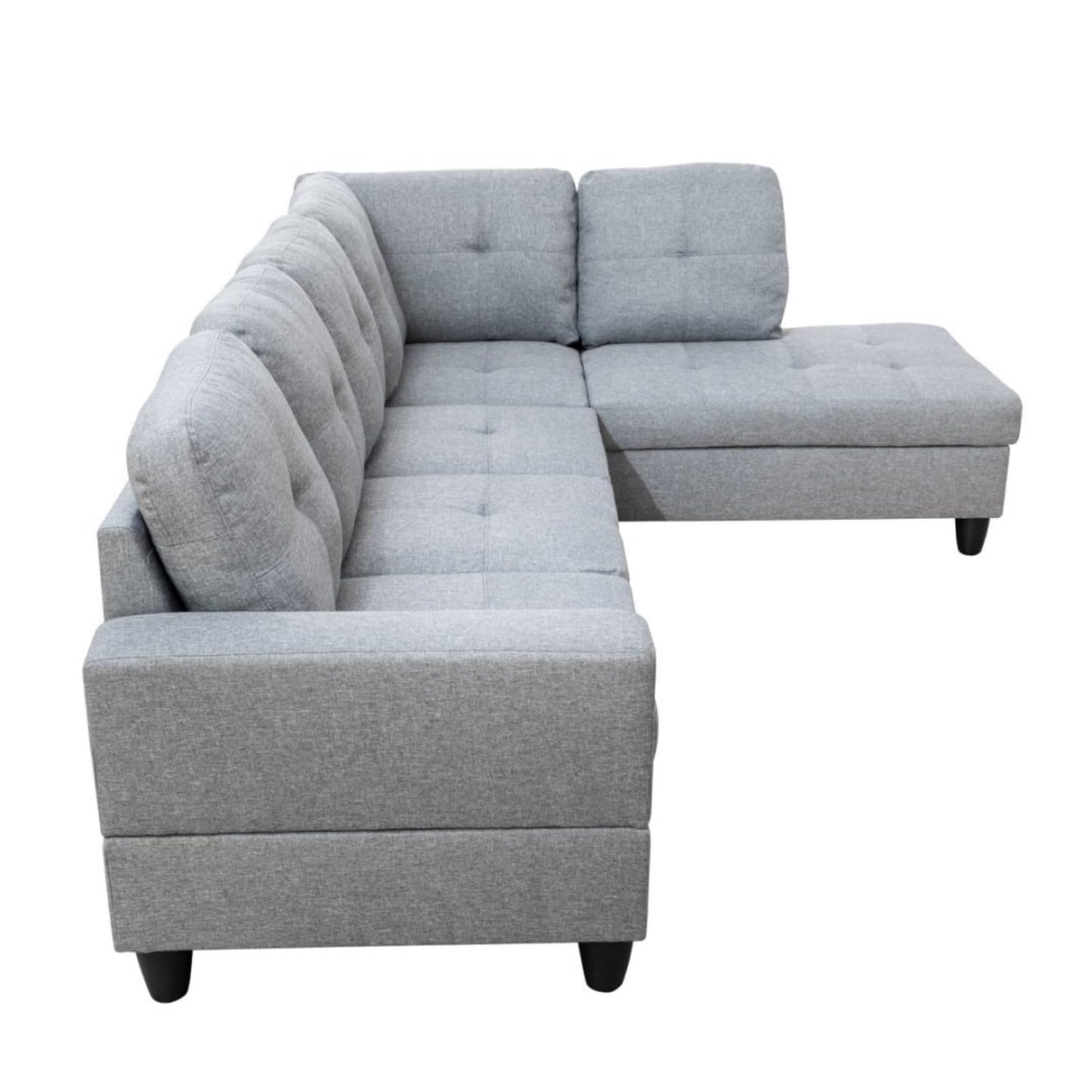 UOCFYK Sectional Sofa Couch with Right Chaise, Linenl L Shaped Couches for Living Room, Office, Apartments, Small Space, Grey