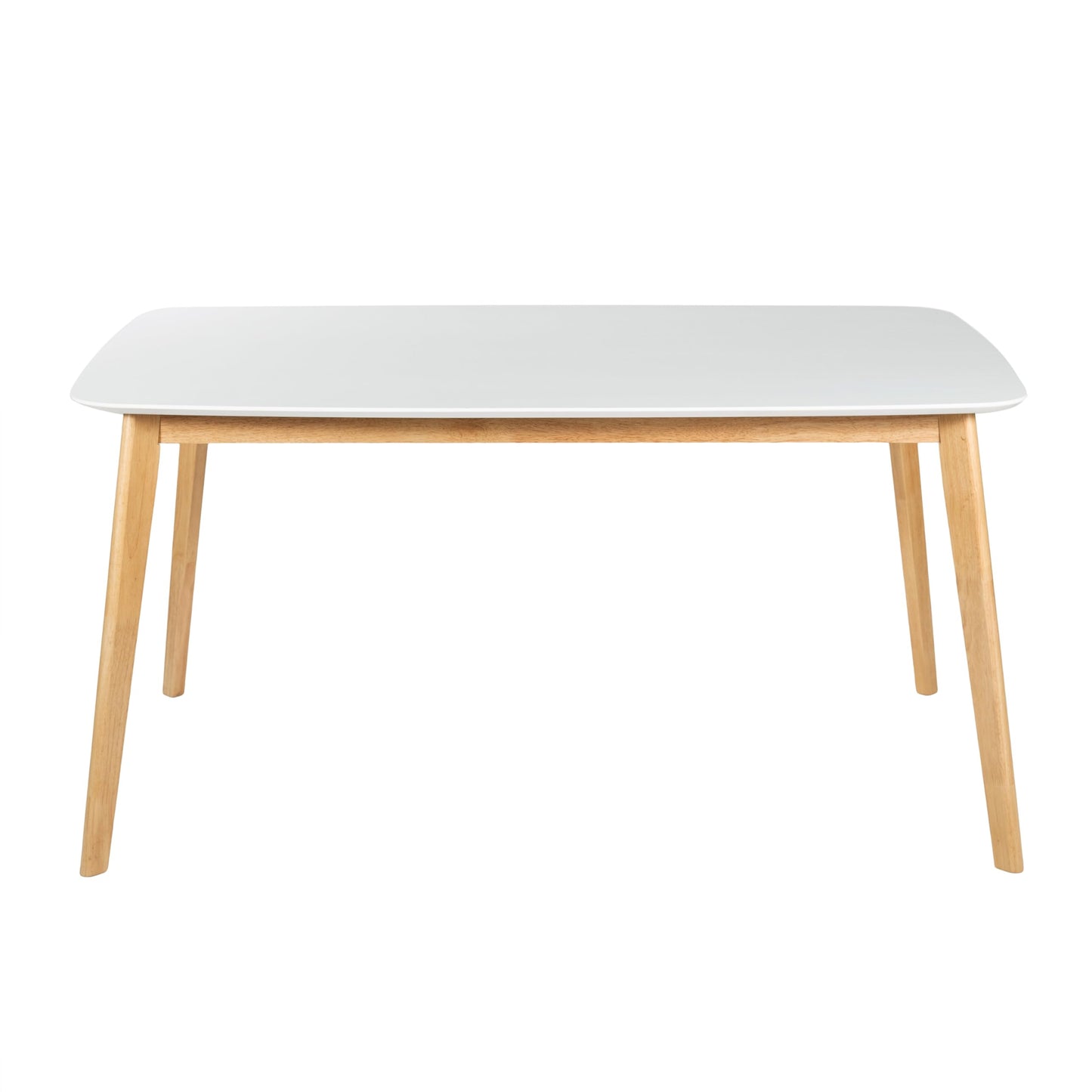 59" Dining Table, Solid Wood Kitchen Desk for Dining Room, Rectangular, Farmhouse Natural Oak with White Top, Quick Assembly