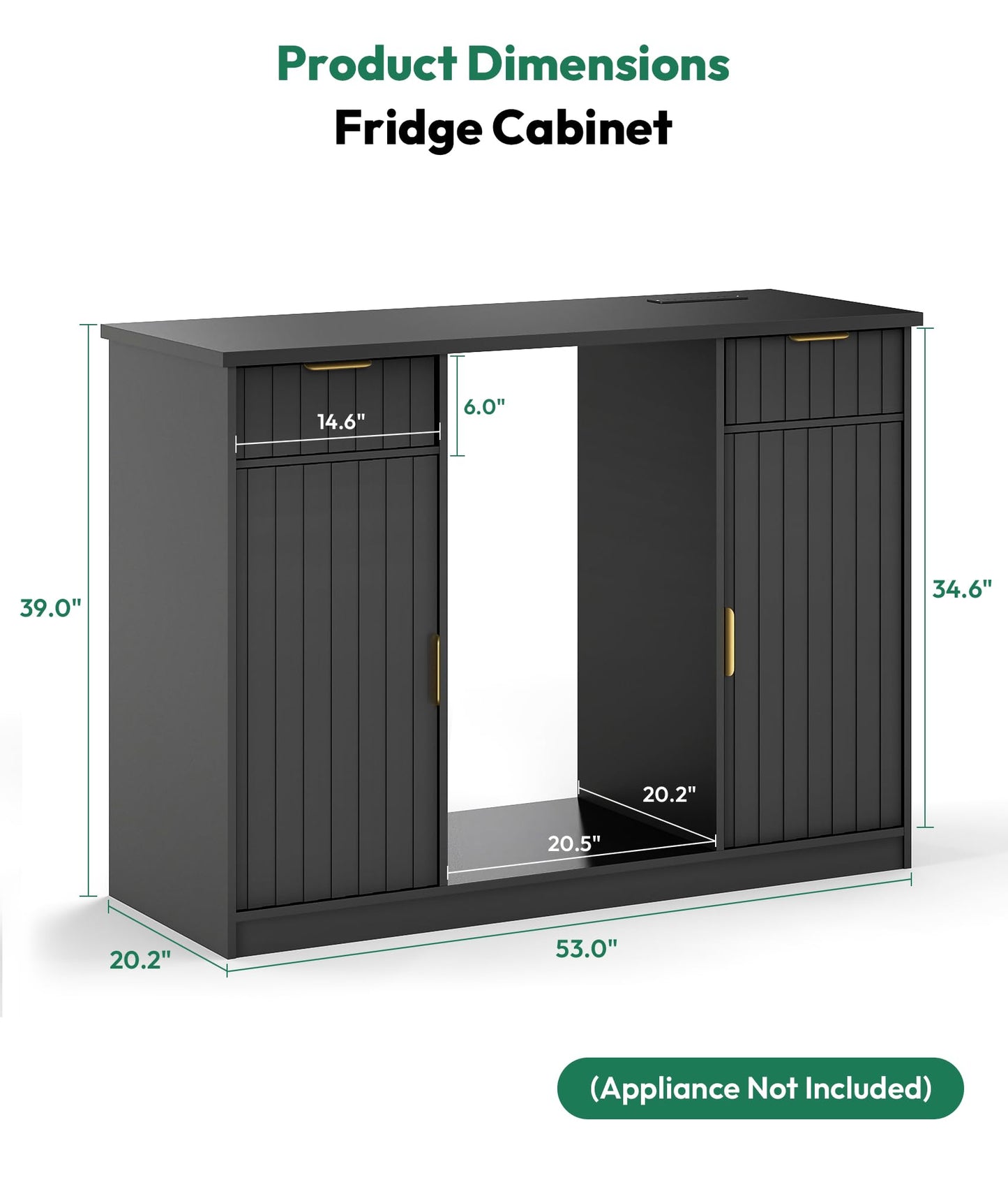 Lamtor Coffee Bar Cabinet with Storage - 53" Mini Fridge Cabinet with Power Outlet, Fluted Wine Bar with Drawer & Door Storage for Kitchen Dining Room, Black