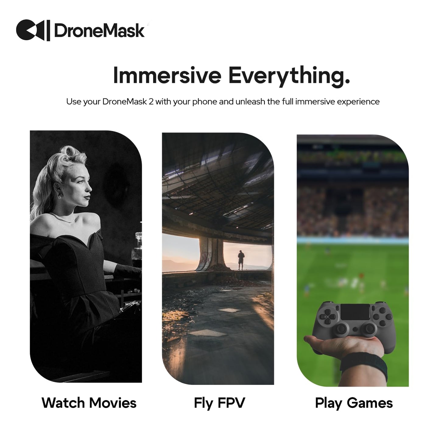 DroneMask 2 | FPV Goggles for All Camera Drones | Unibody Lens | HD FPV Goggles | Compatible Versatile Skyview FPV Drone Goggles | Clear Immersive View | All GPS Camera Drone