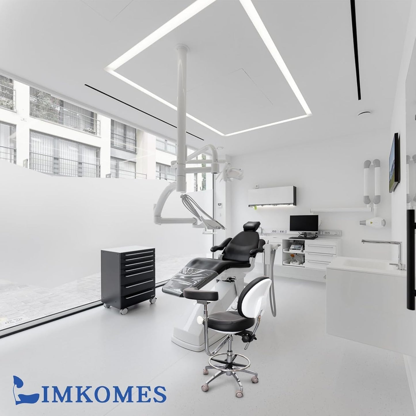 LIMKOMES Dental Assistant Chair with Rotatable Armrest,500 lbs Capacity