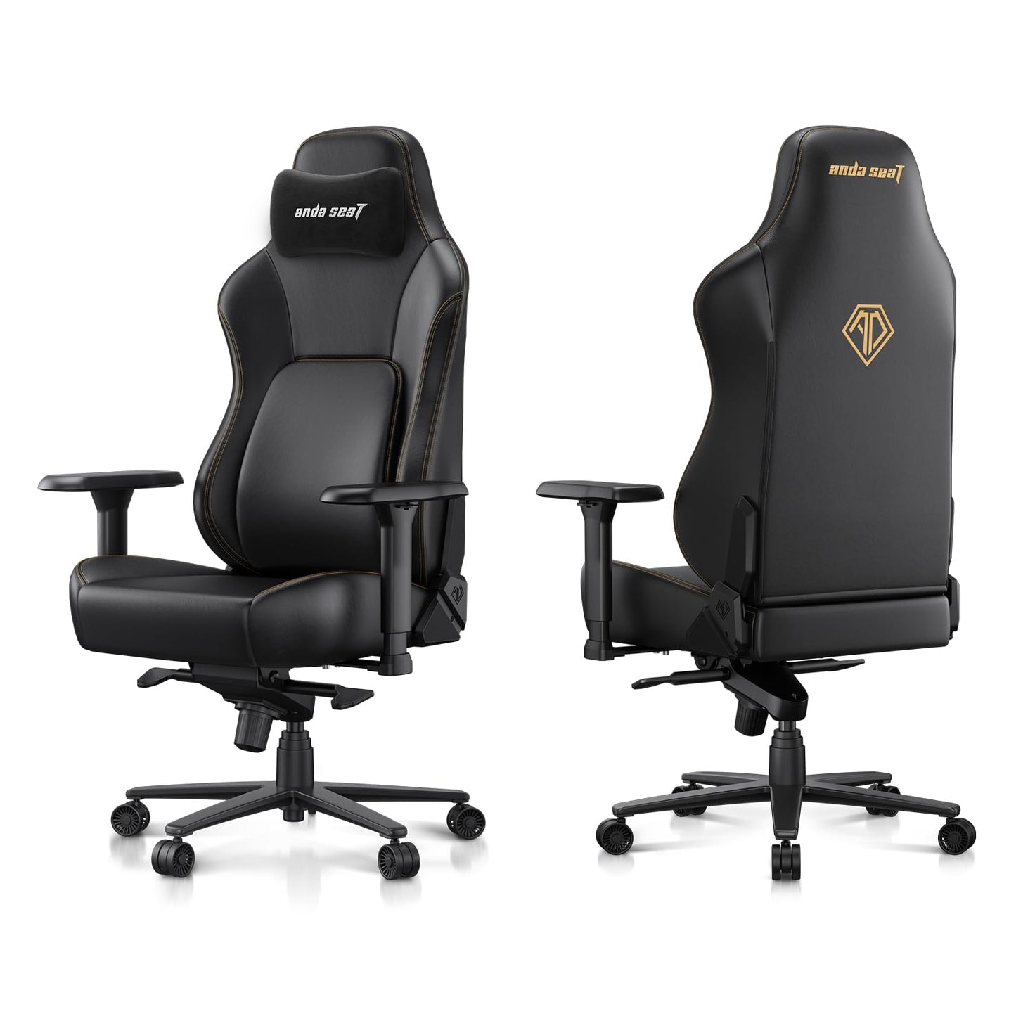 Anda Seat Phantom 4 Pro PVC Leather Gaming Chairs for Adults - Large Wide Seat Gamer Chair with Dynamic Lumbar Support, Ergonomic Video Game Seats with Magnetic Headrest - 3D Armrests, Royal Black