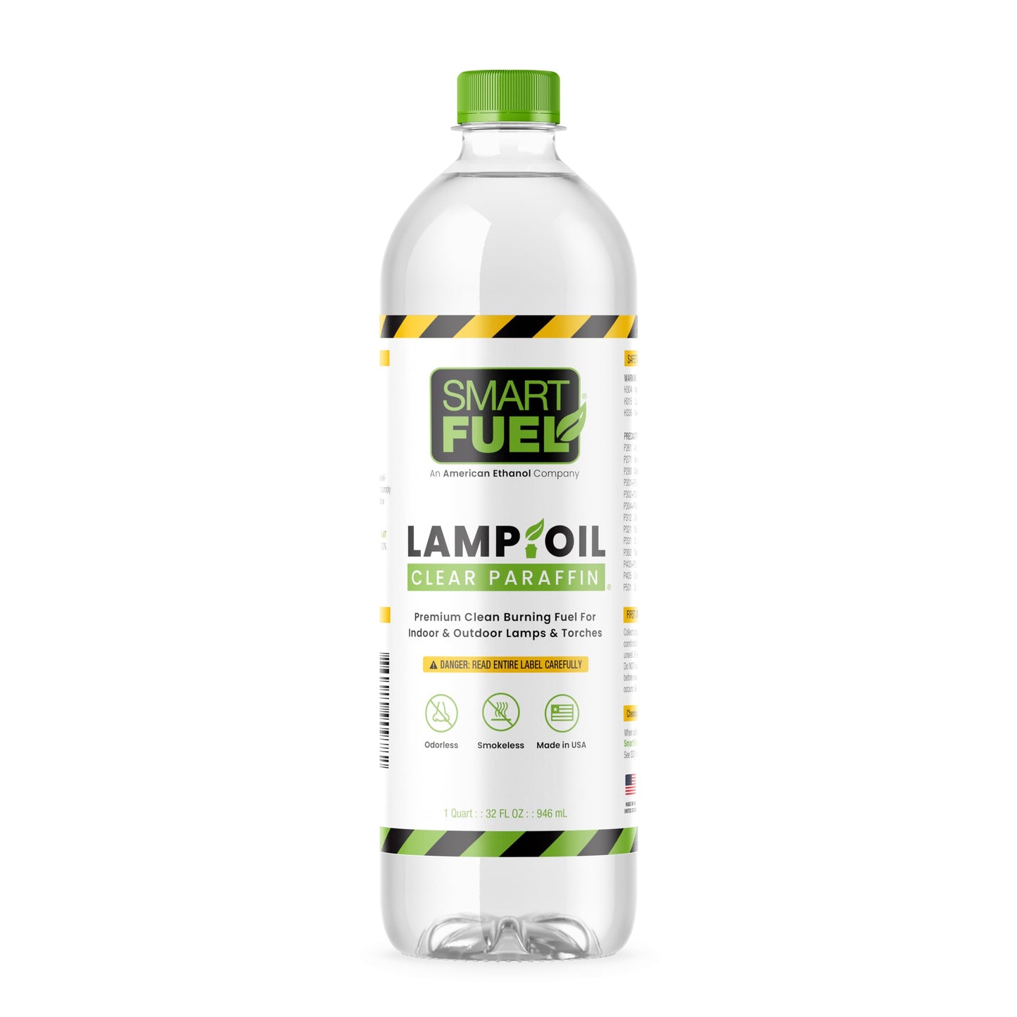 SMART FUEL ETHANOL Paraffin Oil Lamp Fuel - Clear, 32 fl oz, Smokeless, Odorless, Indoor Use, Model 030-FG-201-012