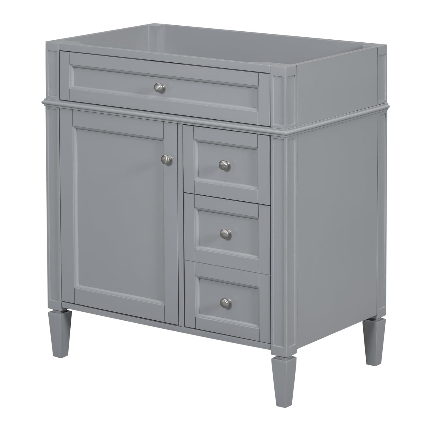Favfurish 30" Bathroom Vanity Without Top Sink,Modern Freestanding Bath Storage Cabinet with 2 Soft-Close Drawers and Tip-Out Tray & Cabinet Door Organizer,Adjustable Shelf,Easy Assembly,Grey