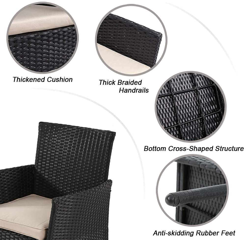 Outdoor Patio Furniture Sets 4 Pieces Patio Set Rattan Chair Wicker Sofa Conversation Set Patio Chair for Backyard Lawn Porch Poolside Balcony Garden Furniture Sets with Coffee Table