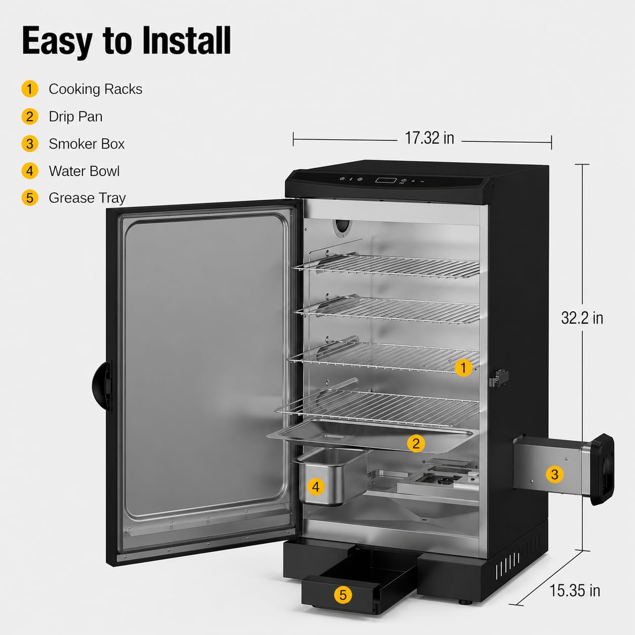EAST OAK 30" Electric Smoker for Outdoors | Up to 6× Longer Smokes on a Single Load | Side Chip Loader for Uninterrupted Smoking | Bigger Batches with 725 sq in Cooking Area