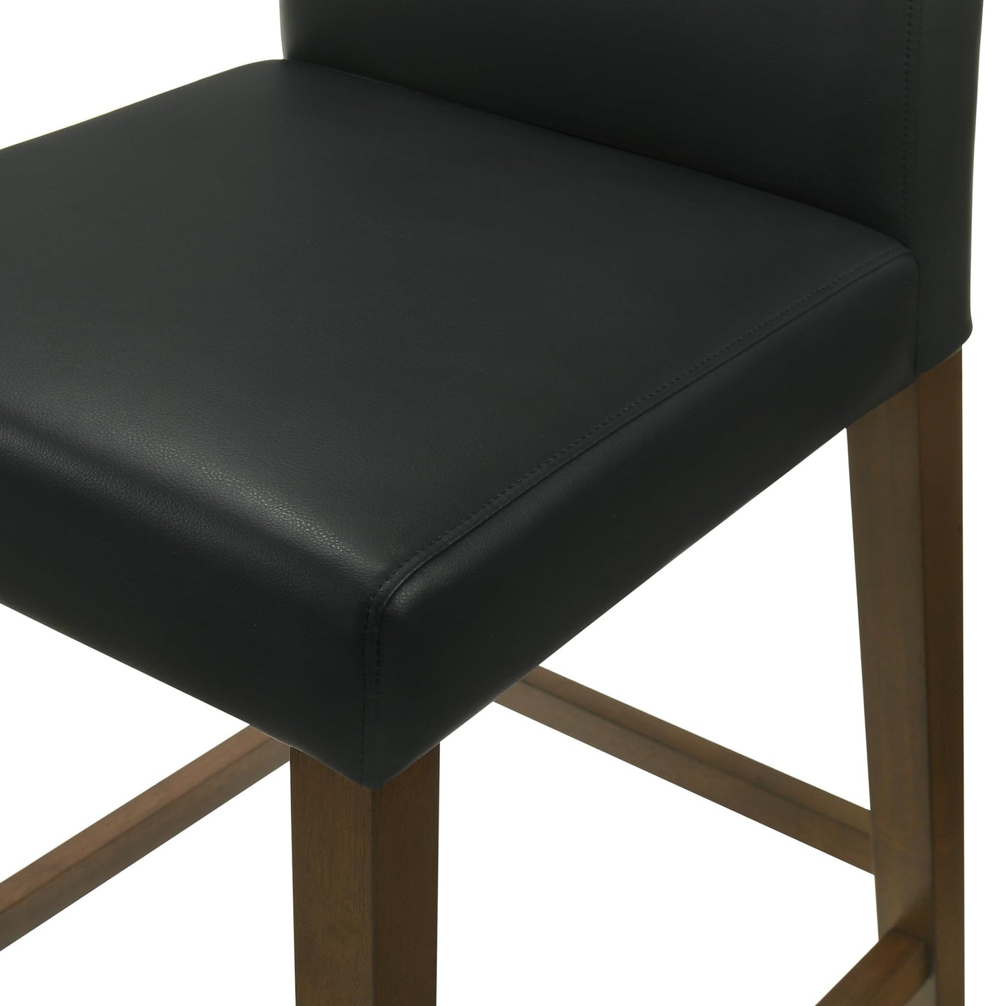 CHITA Counter Height Bar Stools Set of 3, 27" H Seat Height Upholstered Barstools, PU Leather in Black