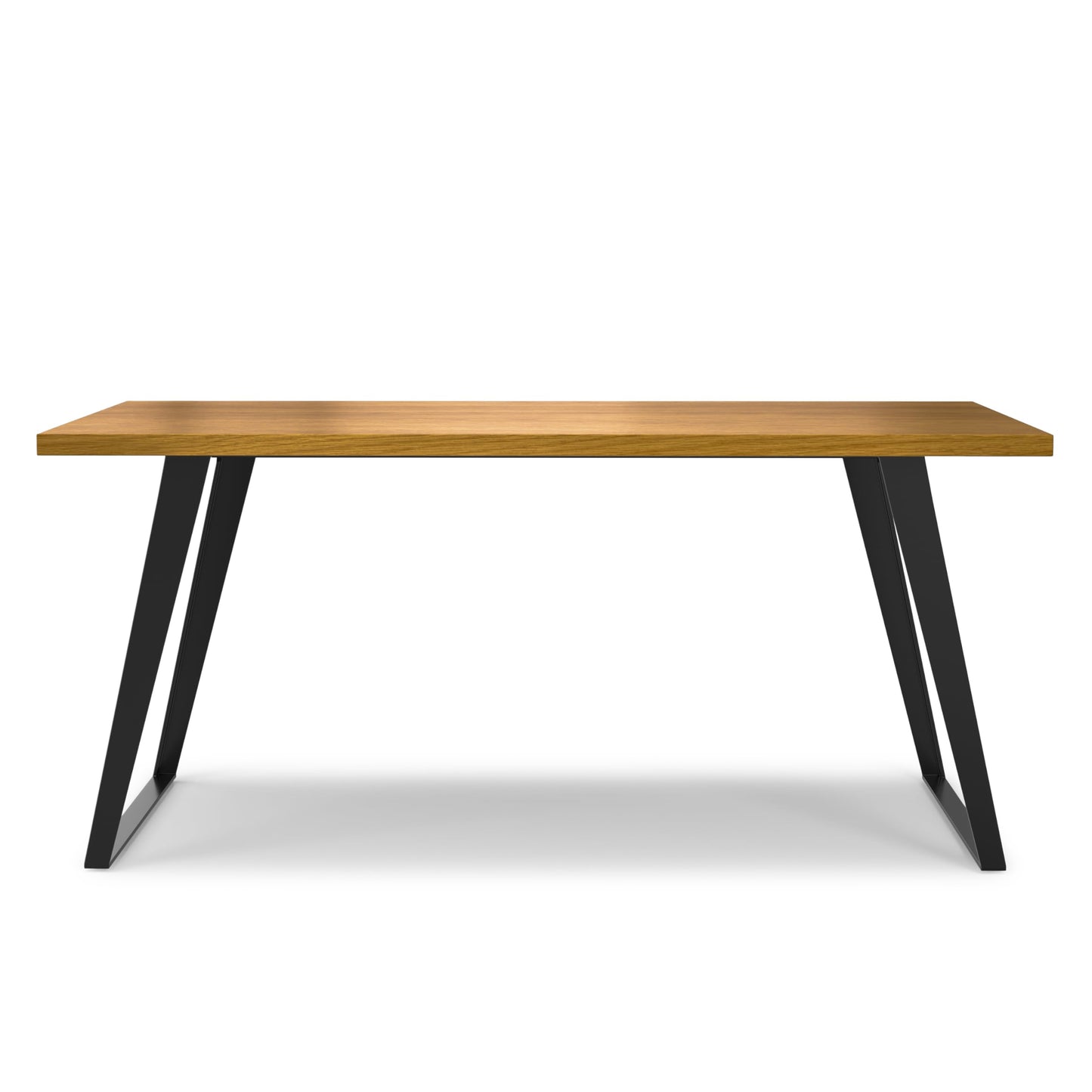 SIMPLIHOME Lowry Dining Table - 66 inch Wide Solid Wood Oak Veneer Table, Modern Industrial Style for Dining Room or Kitchen with Angled Graphite Grey Powder-Coated Iron Legs and Thick Top, Seats 6