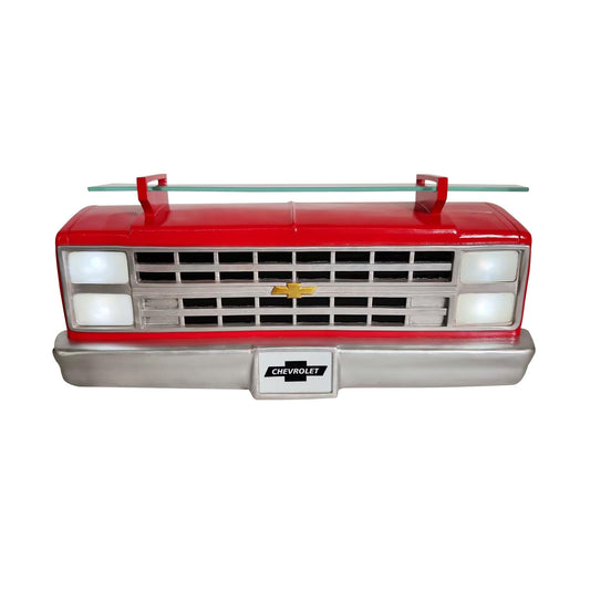 Sunbelt Gifts 1985 Chevrolet C10 Truck Floating Wall Shelf- LED Headlights with Tempered Glass for Vintage Car Decor + Man Cave Accessories - Classic Car Gift (19.30 x 5.70 x 8.10 in)
