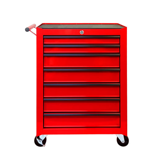 KEIKI 20 Inch Rolling Metal Tool Chest with 7 Drawers, Heavy Duty Steel Tool Cabinet on Wheels, Ball Bearing Slides Lockable Storage Cart Organizer for Garage Workshop Mechanic Repair, Red