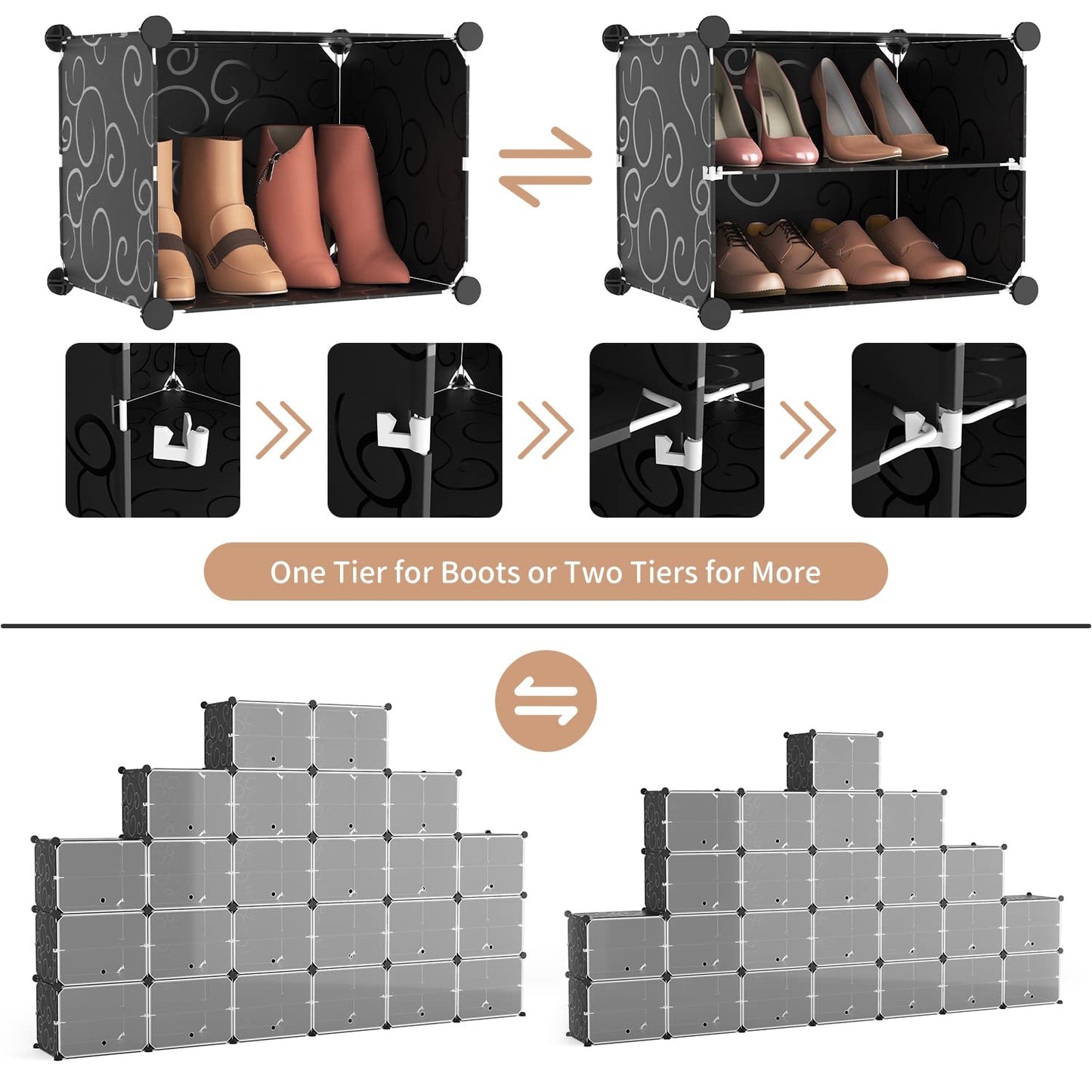 ROJASOP Shoe Storage Cabinet, 12-Tier Shoe Organizer 96 Pairs Extra Large Plastic Shoe Rack with Covers Portable Shoe Rack Organizer with Doors Big Shoe Rack for Closet Entryway Bedroom