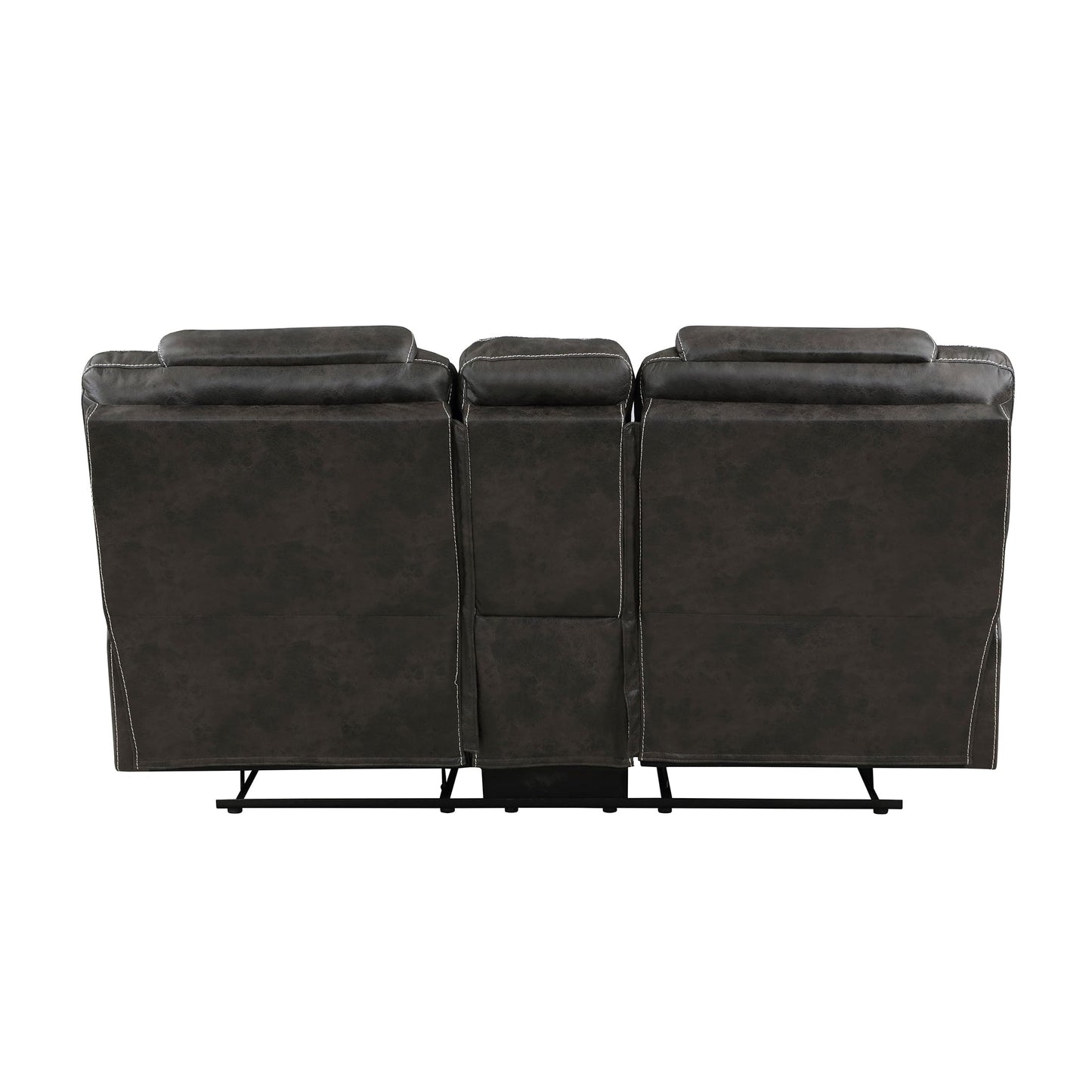 Lexicon Manual Double Reclining Loveseat, Polished Microfiber Manual Wall Hugger Loveseat Recliner for Living Room, Center Storage Console/Cup Holders/Pillow Top Arm, Easy Assembly, Chocolate