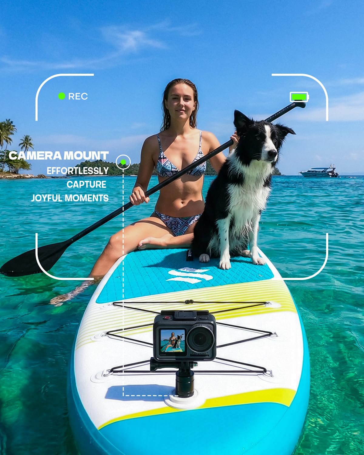 SOLAVERO 11' Inflatable Stand Up Paddle Board with SUP Accessories Kit & Backpack Portable Blow Up Paddleboard with Non-Slip Deck for Sea and Lake, All Skill Levels