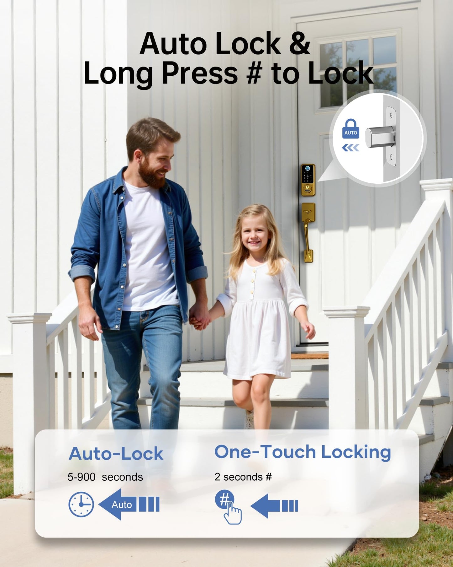 Hornbill Keyless Entry Door Lock, Smart Front Door Lock Set, Smart Deadbolt Keypad Handle Set for Home/House/Airbnb/Office, Auto-Lock,Bronze Brown