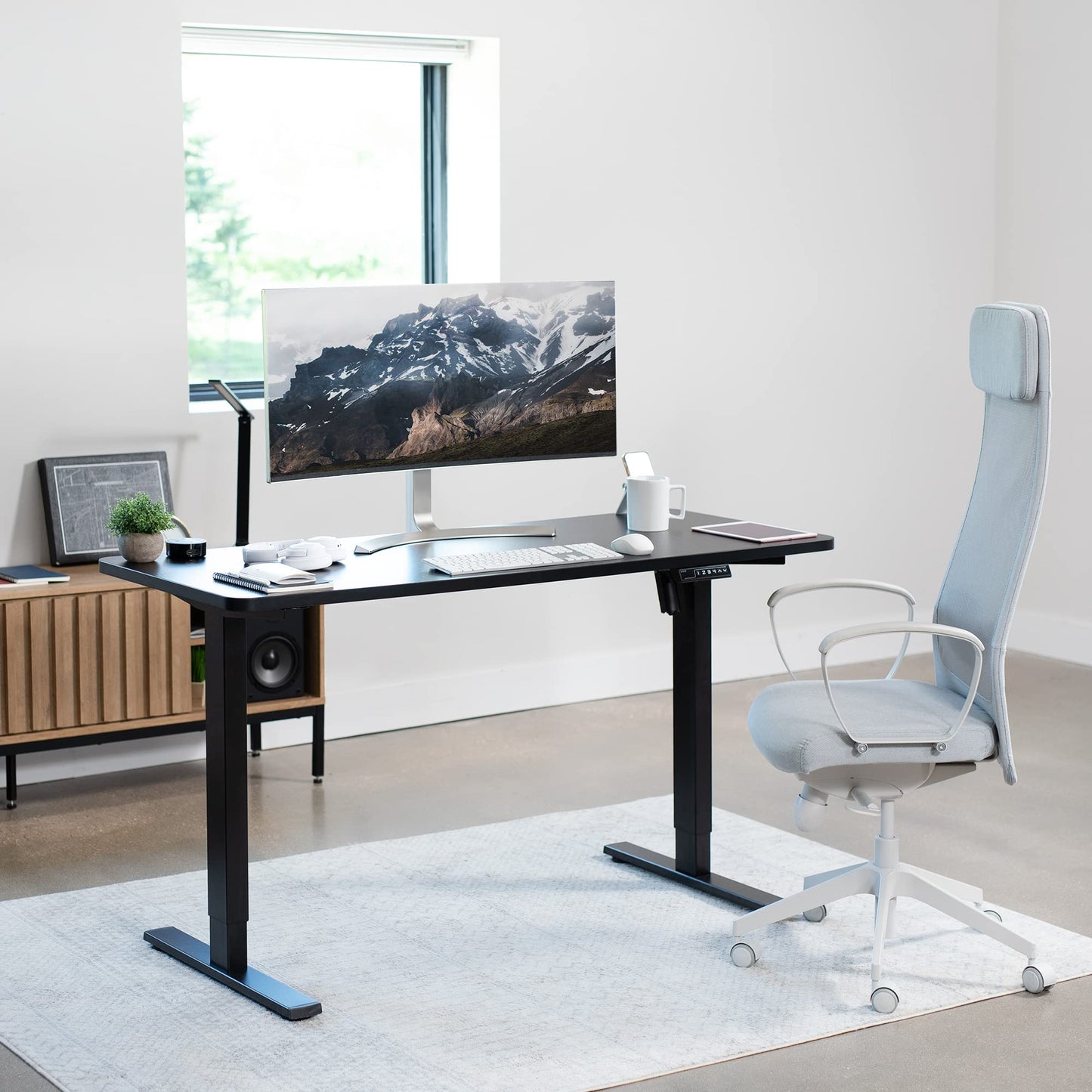VIVO Electric 60 x 24 in Standing Desk, Memory Height Adjustment, 1B Series, Holds 220 lbs, One-Piece Black Top, Black Frame, DESK-KIT-1B6B