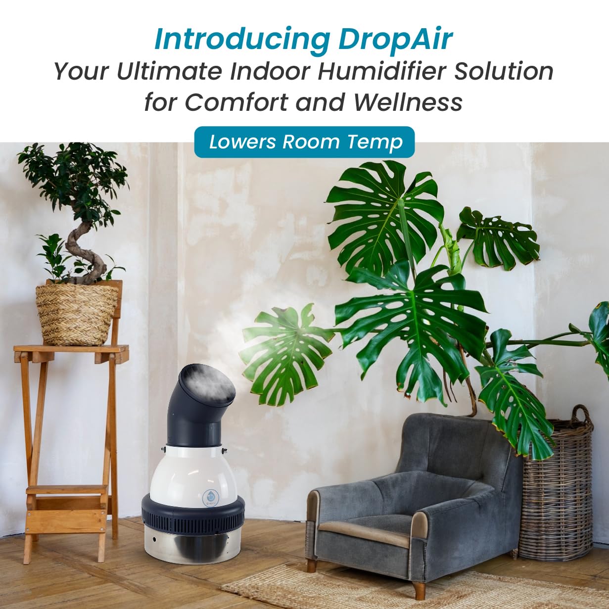 DropAir Humidifier Multdirectional Quiet Greenhouses Indoor Gardens