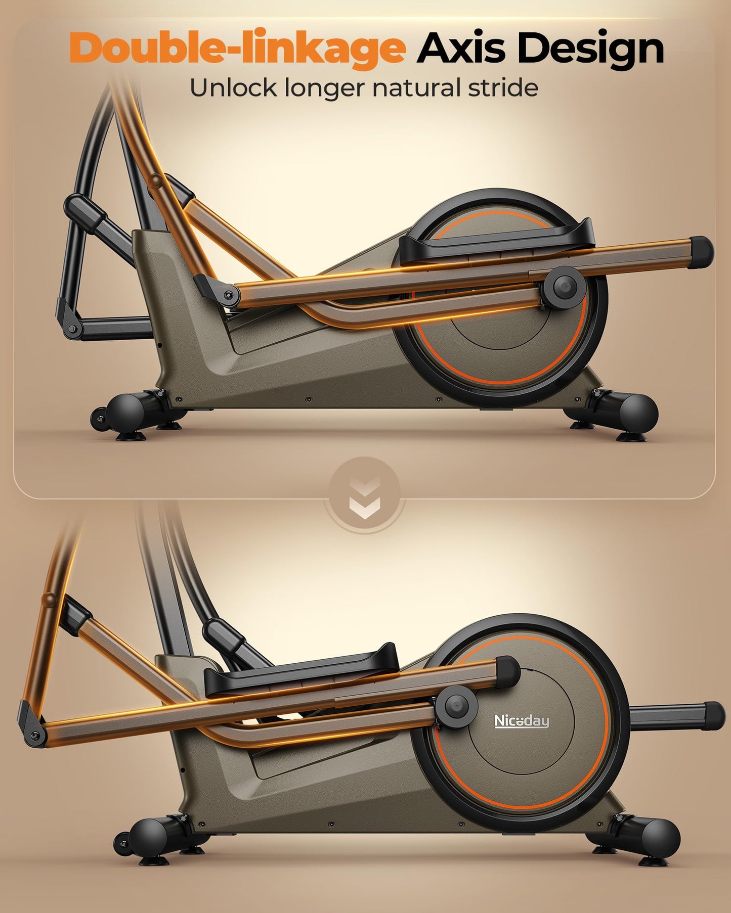 Niceday Elliptical Exercise Machine, Elliptcal Machine for Home, 20IN Stride Elliptical Machine, Elliptcal Training Machine with 16 Level Resistance, 500LBS Loading Capacity