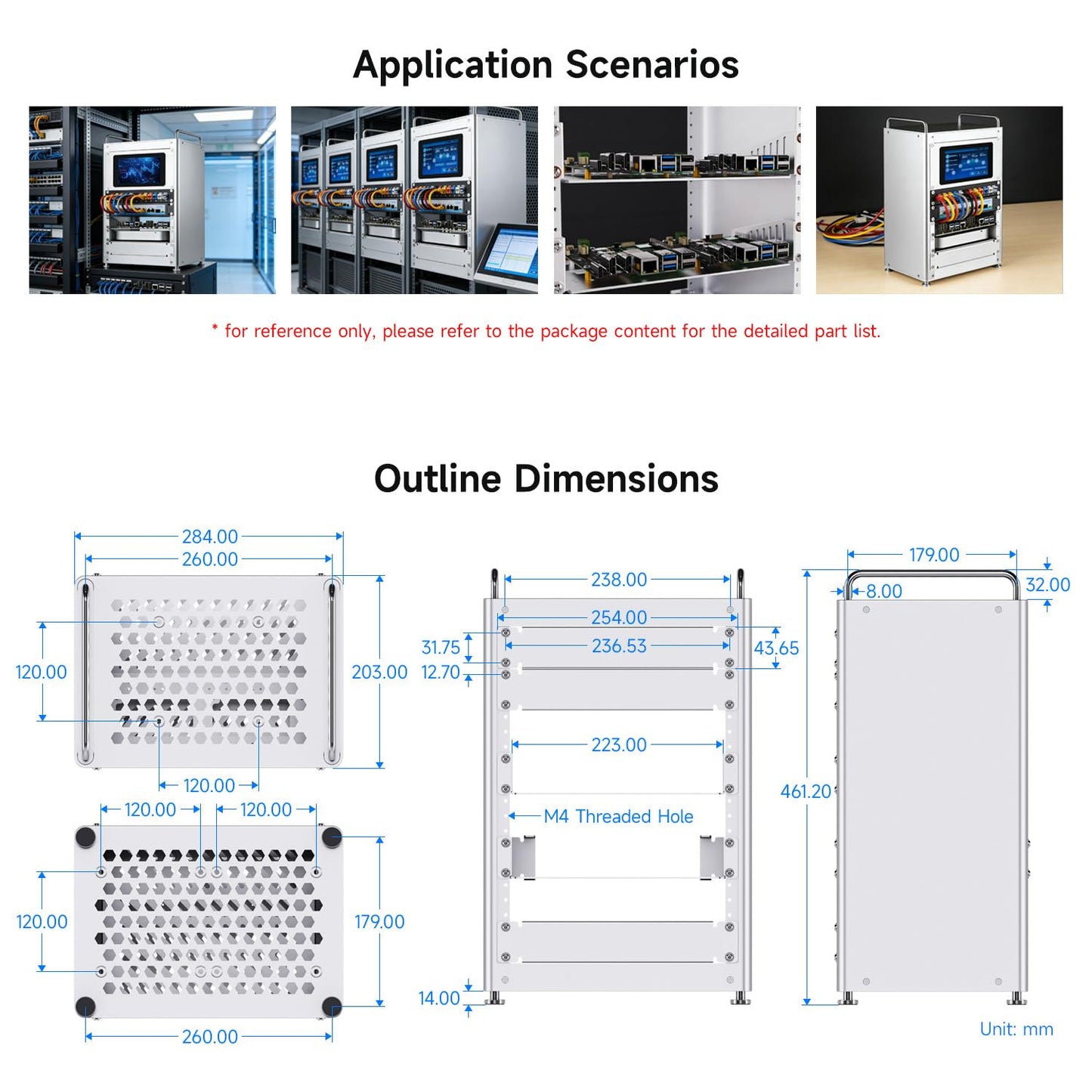Waveshare HomeRack 8U Server Cabinet Basic Kit, 10inch Desktop All Aluminum Alloy Rack, High Compatibility