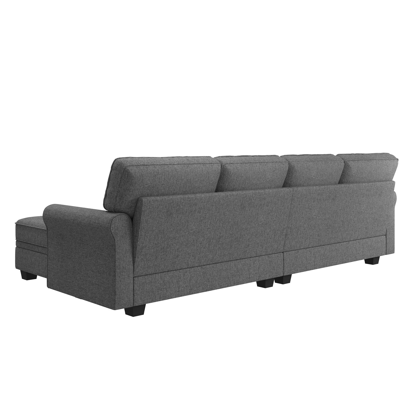HONBAY Convertible Sectional Sofa with Storage U Shaped Sectional Couch with Reversible Chaise Small Sectional Couches for Living Room,Grey