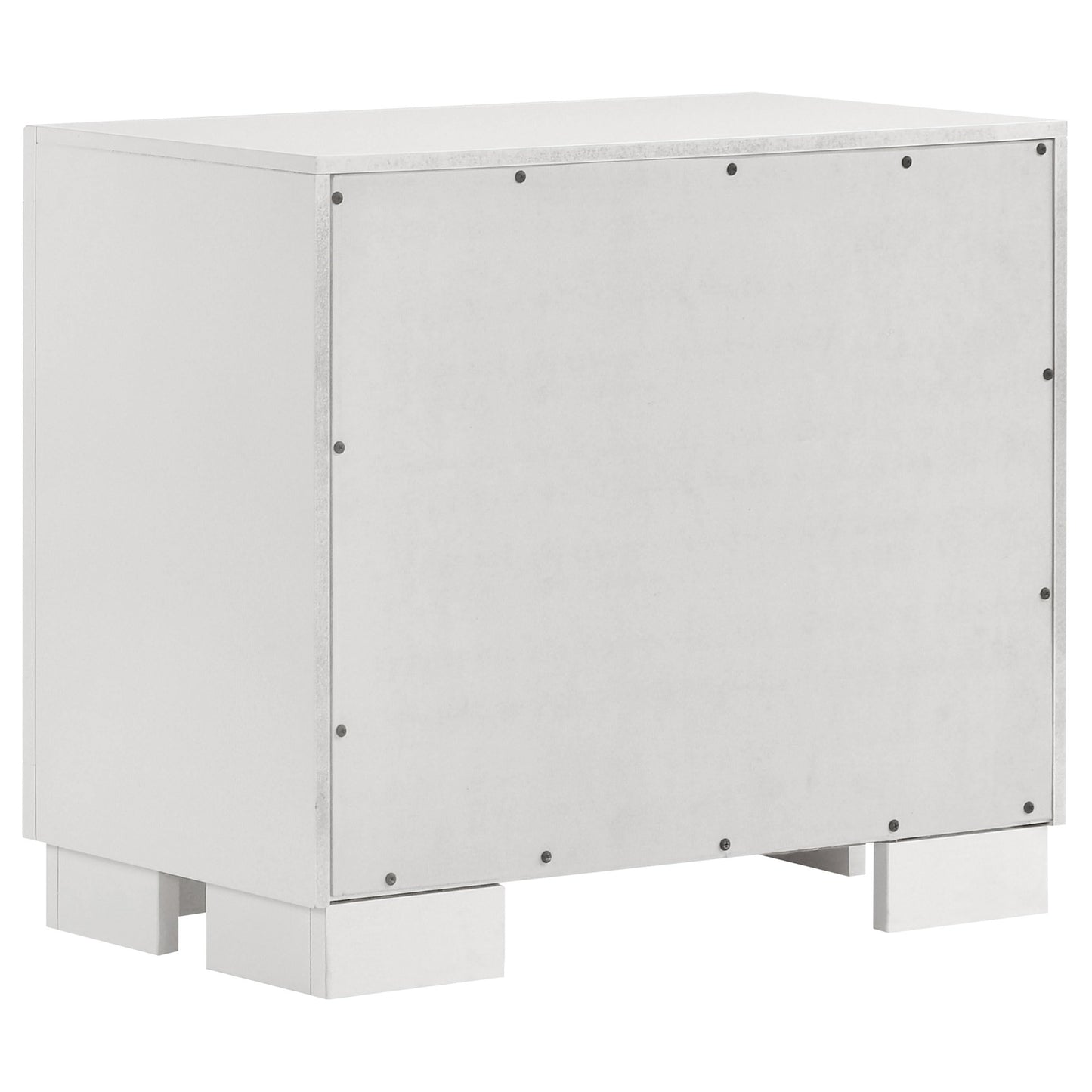 Coaster Home Furnishings - Jessica - Wood - 2-Drawer Nightstand with Silver Bar Handles, Flat Drawer Fronts, Boxy Frame and Hidden Storage - Bedroom - Snow White - 202992